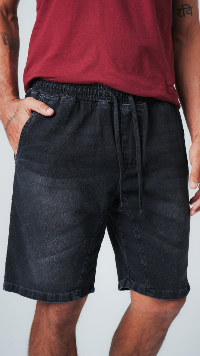 Bermuda Jeans Elástico - Black