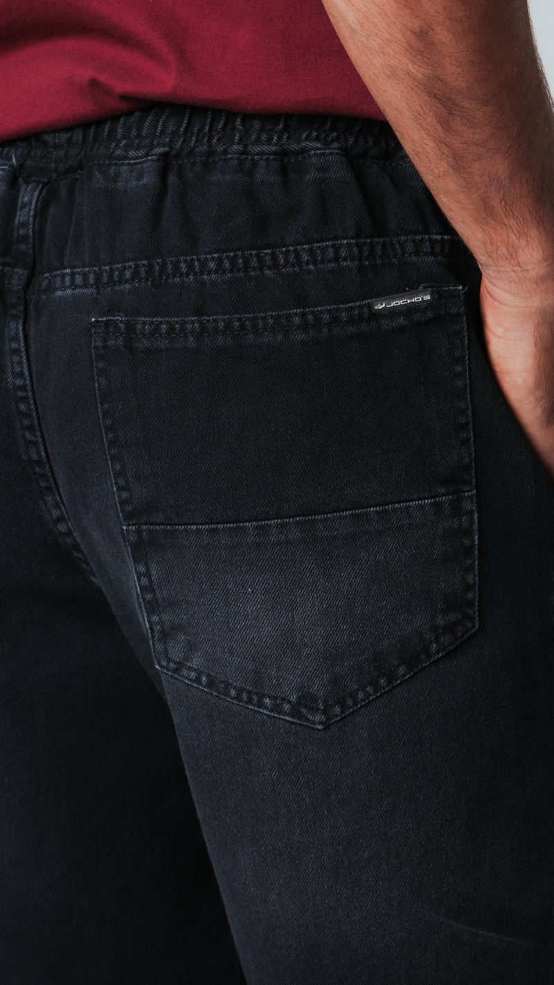 Bermuda Jeans Elástico - Black