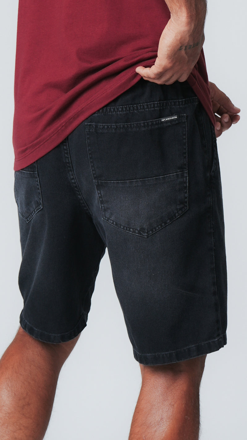 Bermuda Jeans Elástico - Black