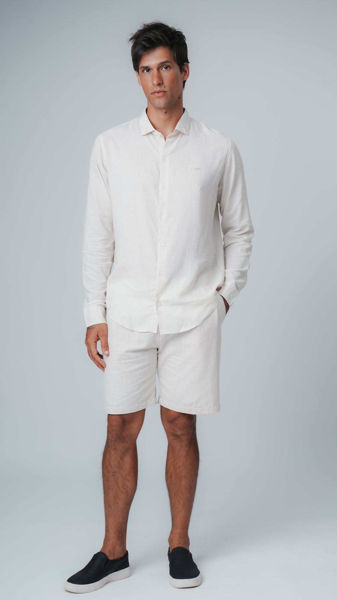 Camisa Manga Longa Linho - Areia