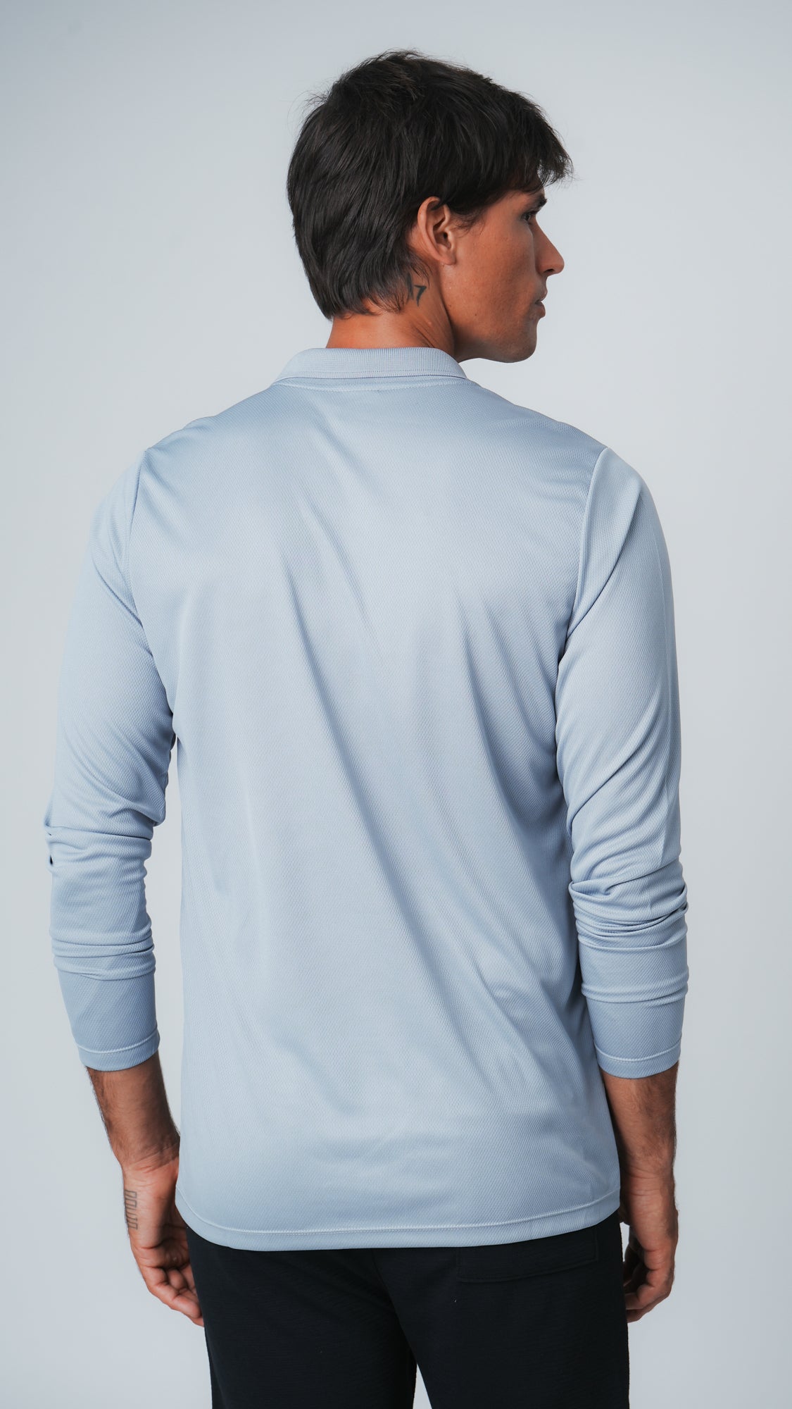 Camisa Polo Dry Fit Manga Longa - Cinza