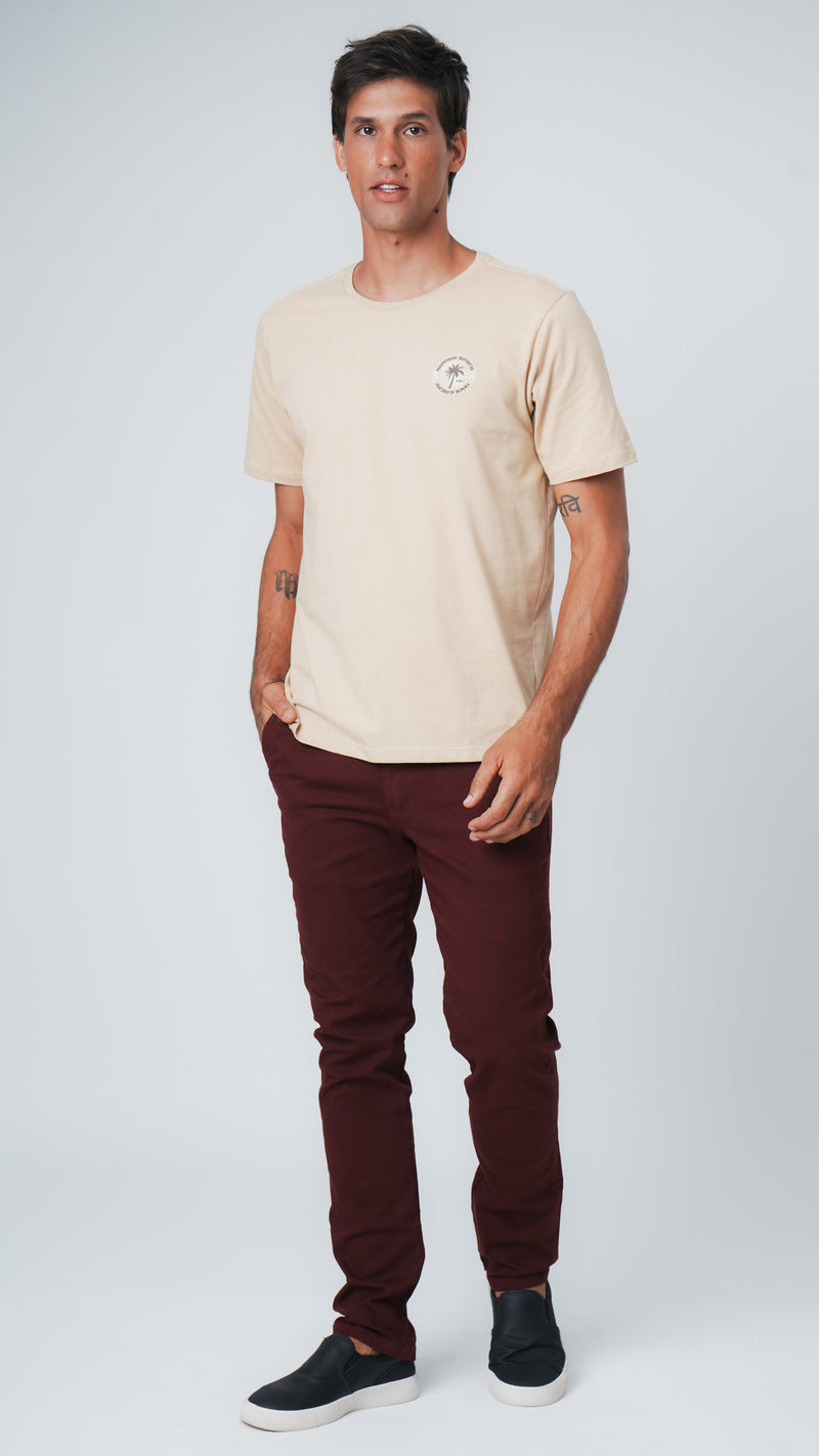 Calça Sarja Bolso Faca - Bordô