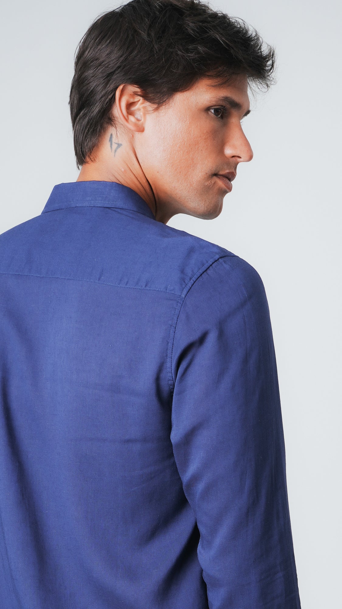 Camisa Manga Longa Linho - Azul Marinho