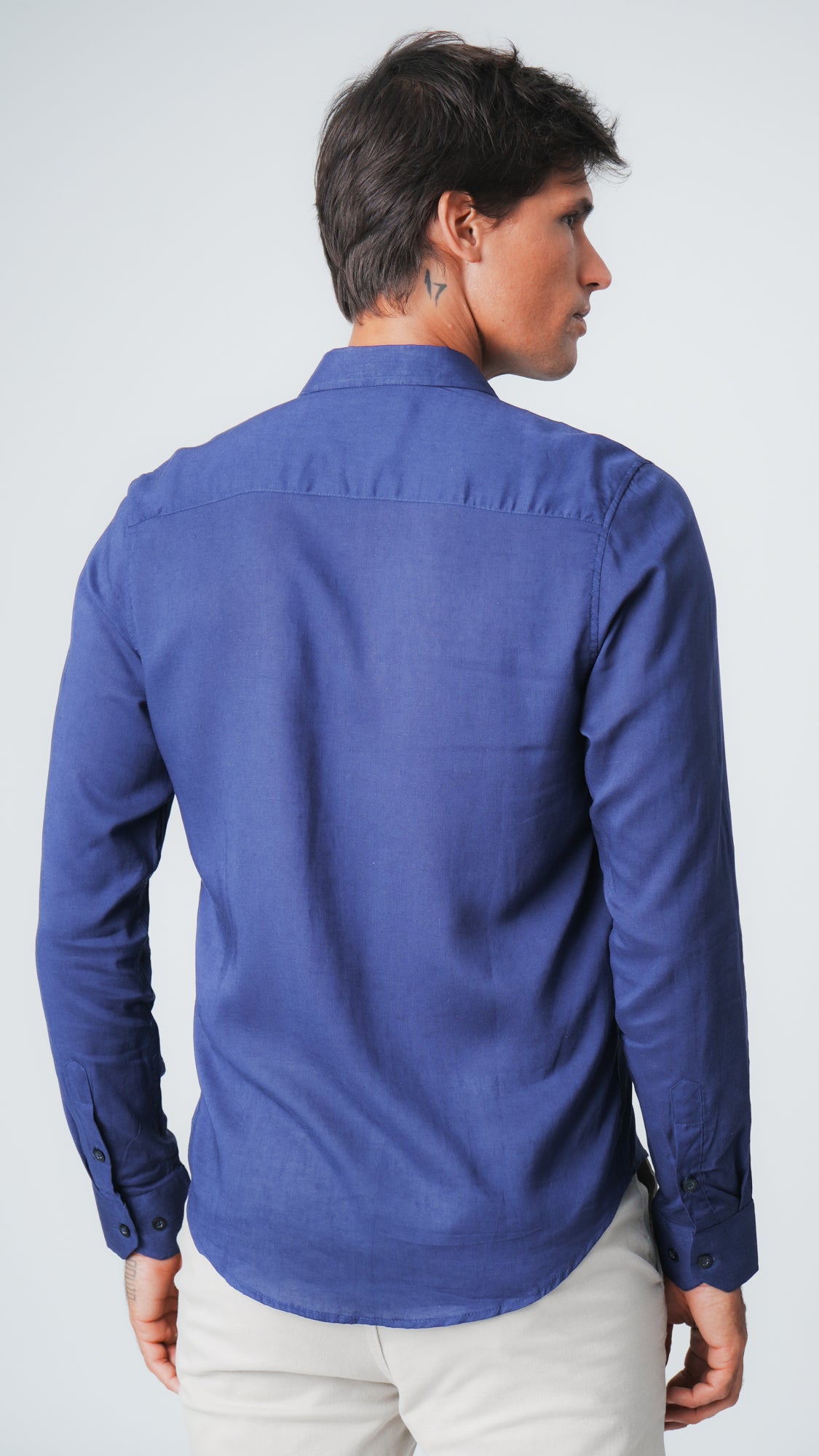 Camisa Manga Longa Linho - Azul Marinho