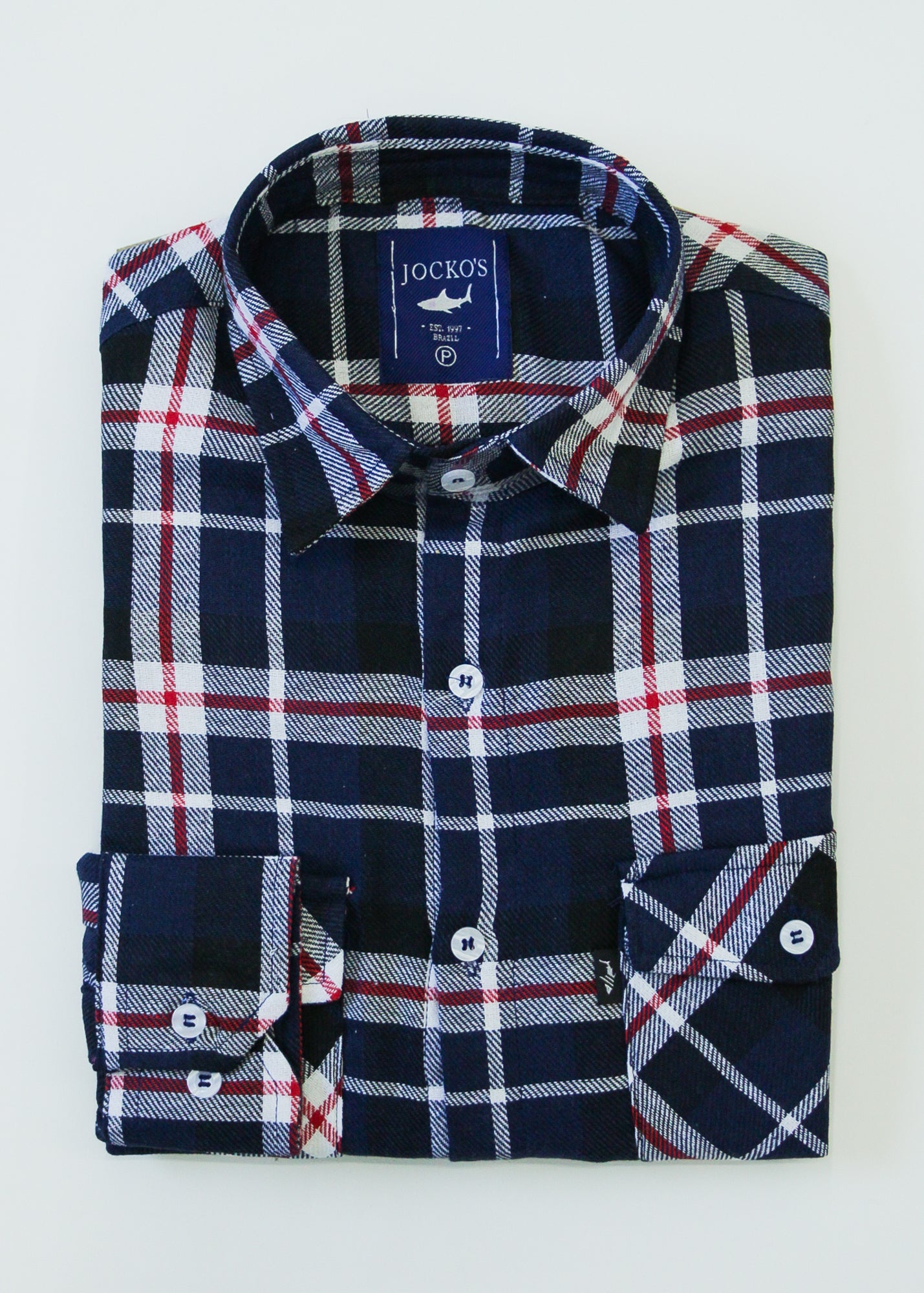 Camisa Xadrez Manga Longa - Azul