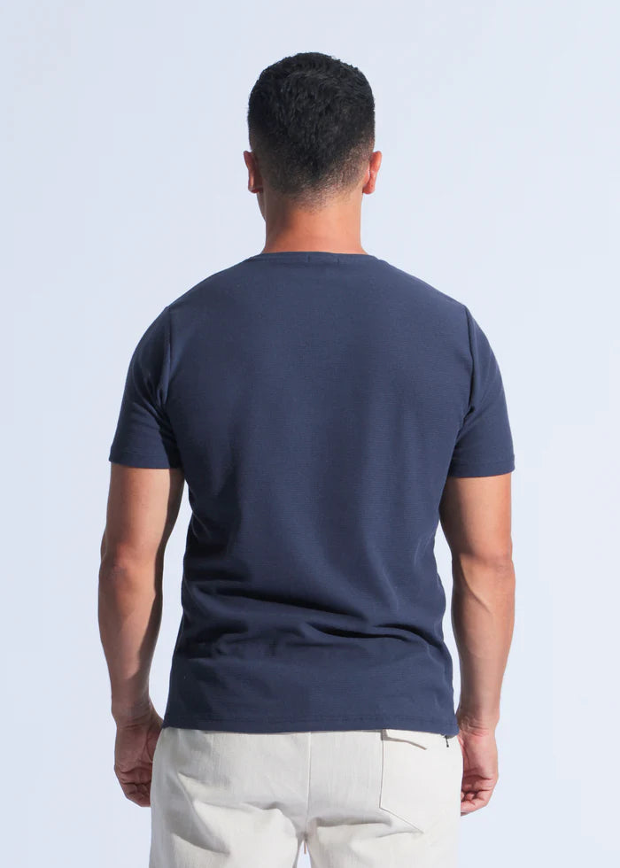 Camiseta Tricô Gola Portuguesa - Azul Marinho