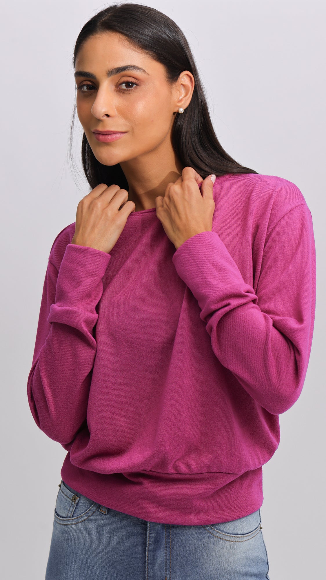 Blusa Tricô Manga Longa - Rosa