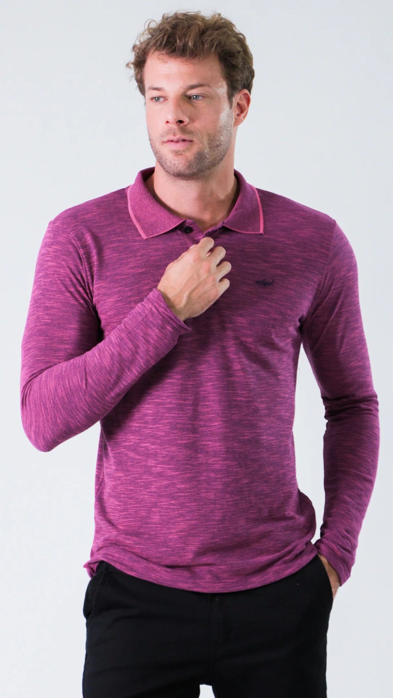 Camisa Polo Flamê Manga Longa - Rosa