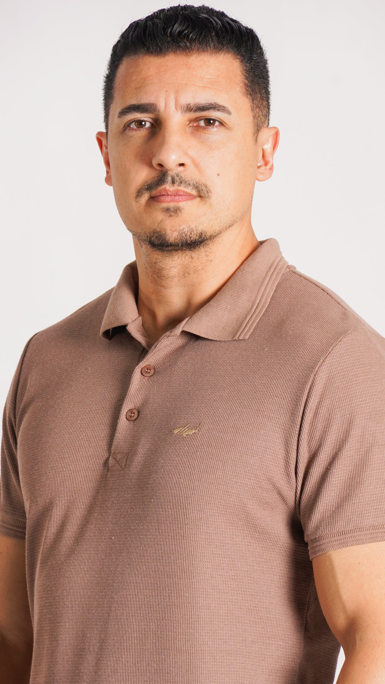 Camisa Polo Tricô Diamond - Bege Escuro