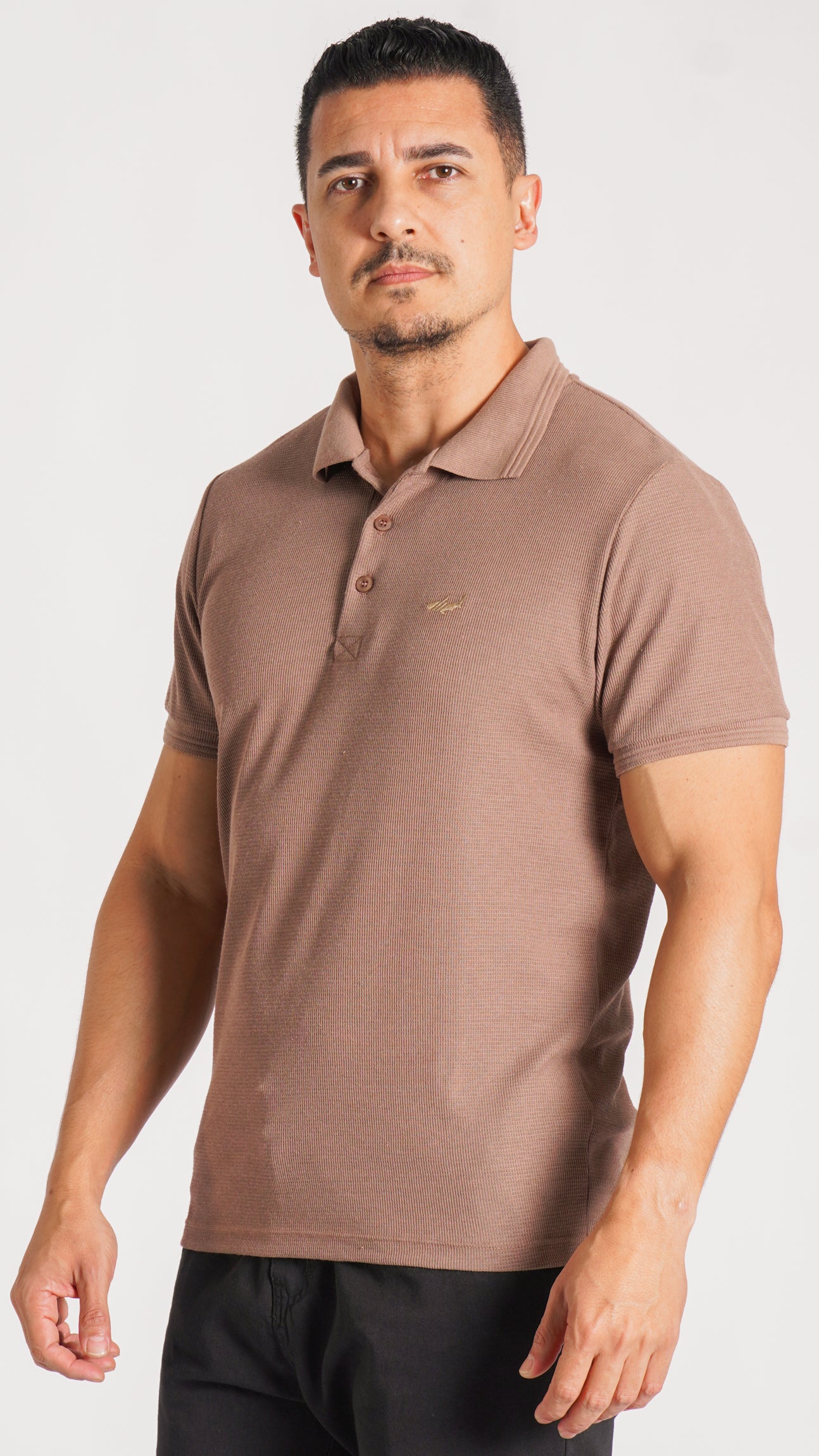 Camisa Polo Tricô Diamond - Bege Escuro