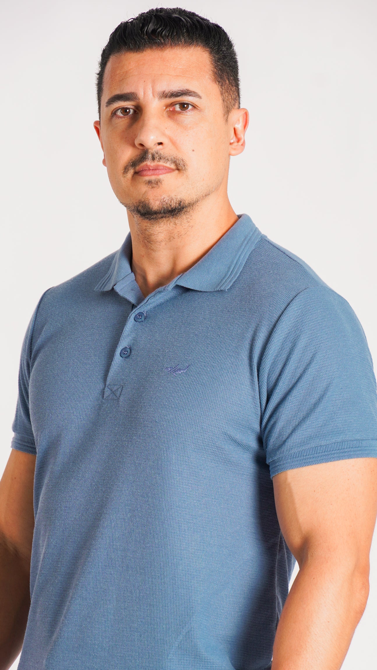 Camisa Polo Tricô Diamond - Azul