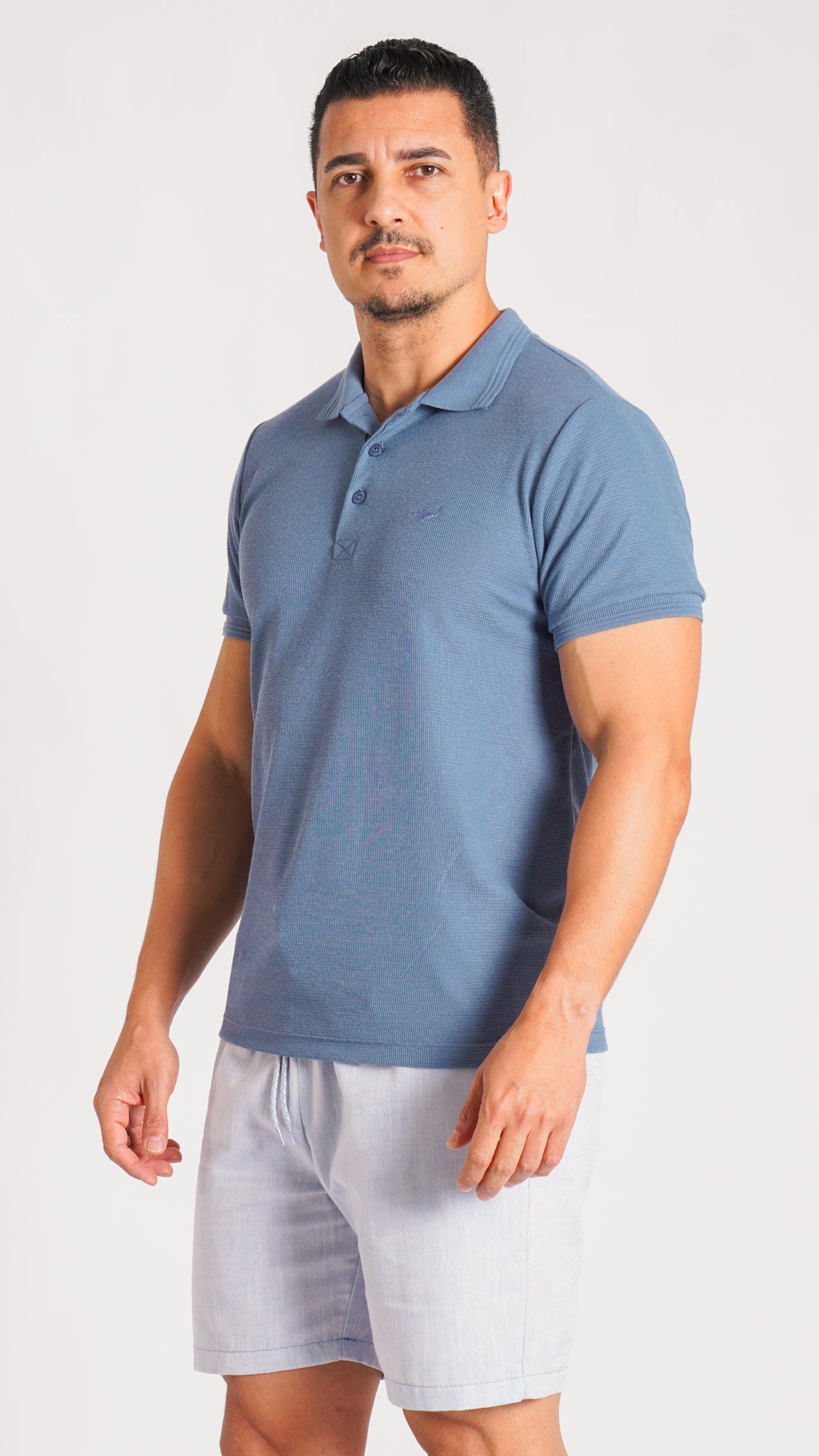 Camisa Polo Tricô Diamond - Azul