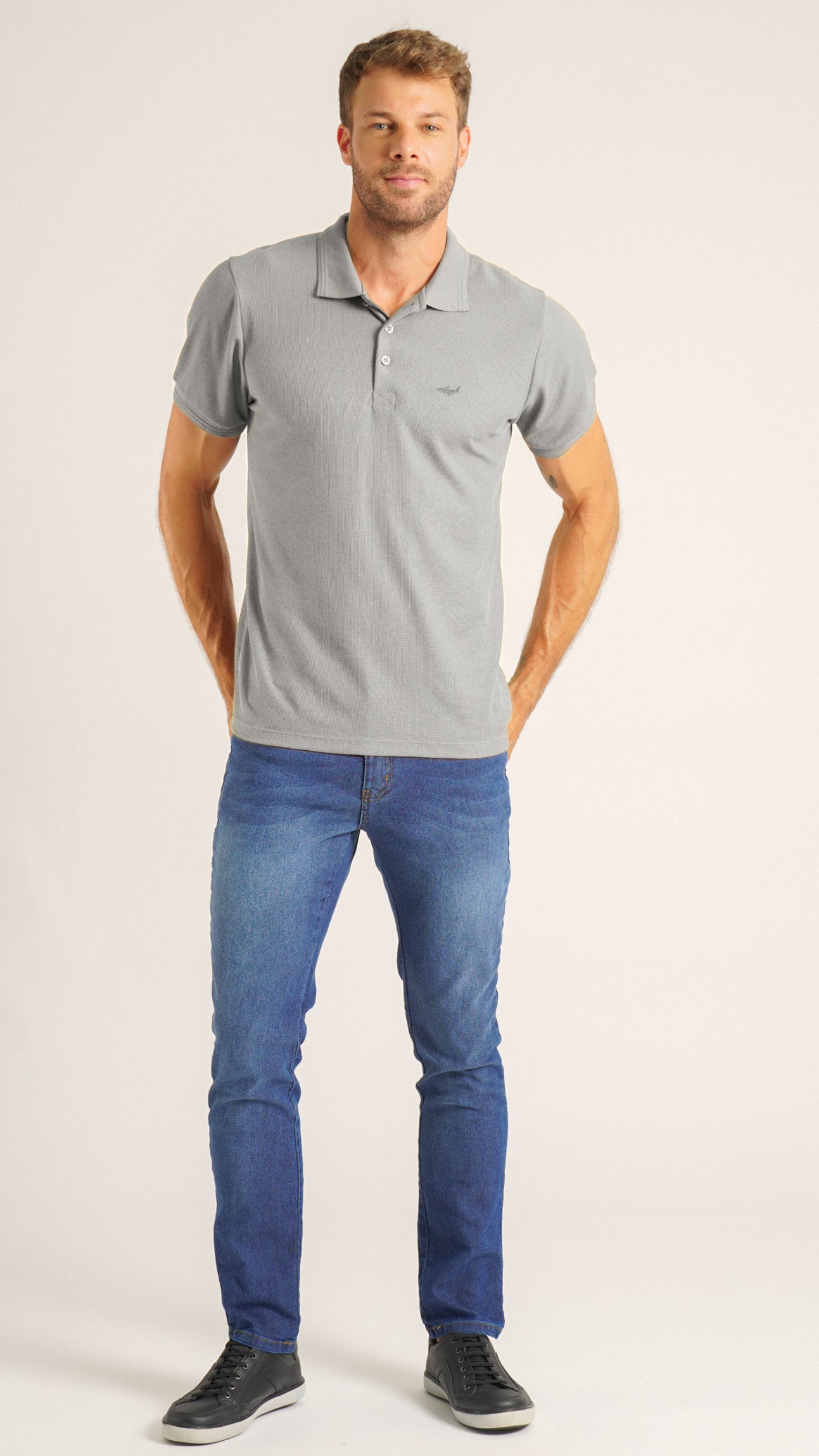 Camisa Polo Tricô Diamond - Cinza
