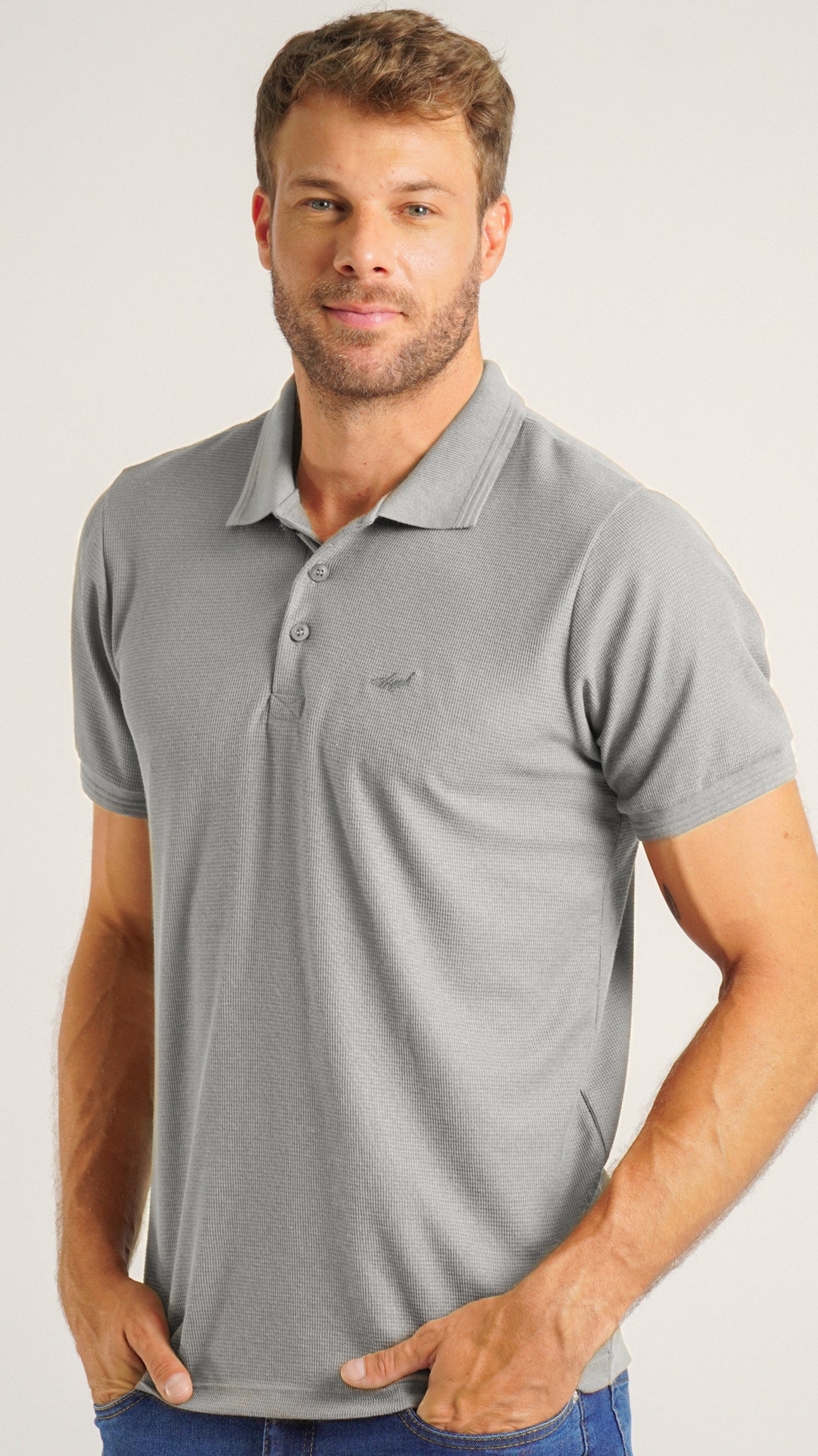 Camisa Polo Tricô Diamond - Cinza