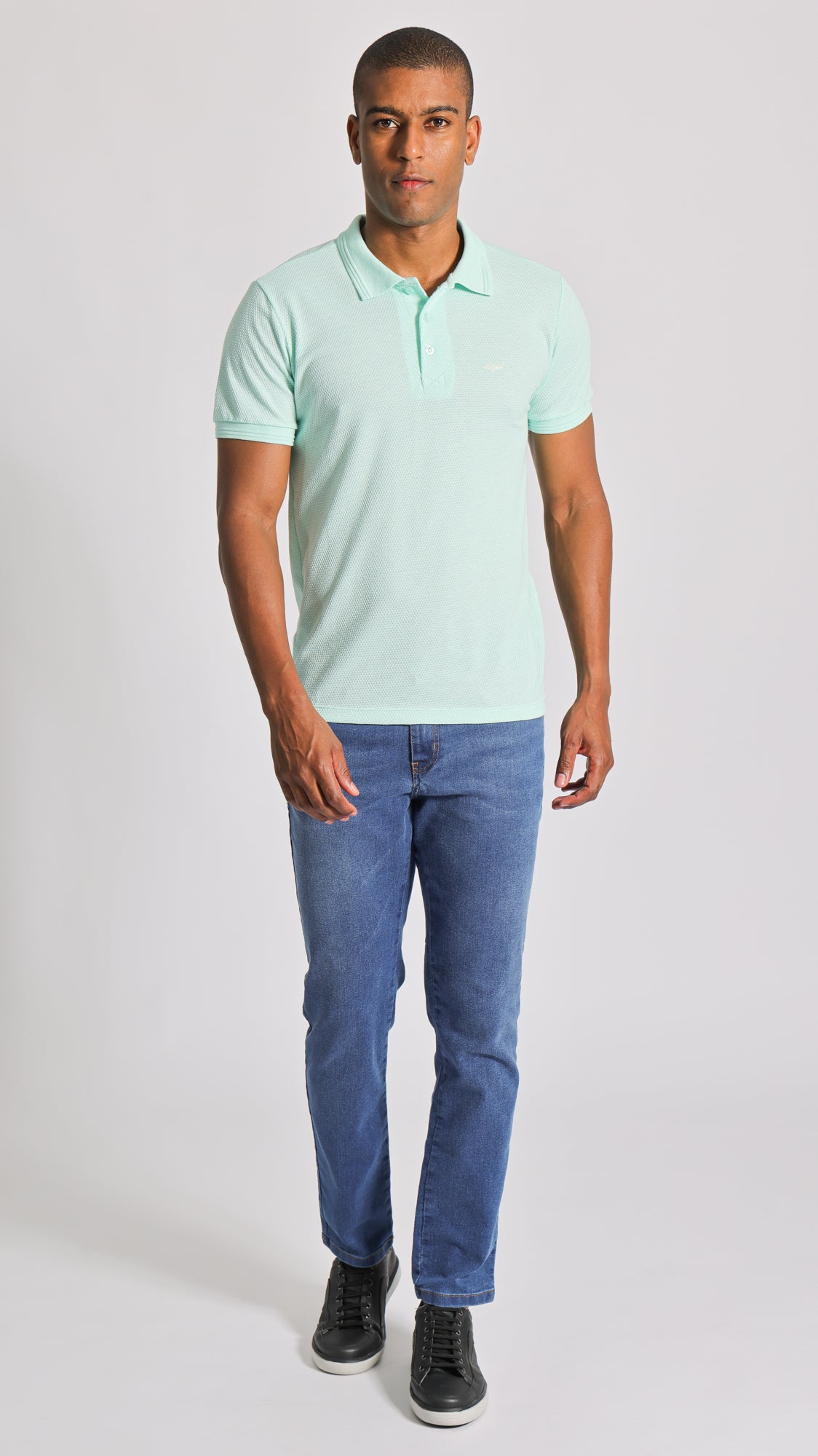 Camisa Polo Colmeia - Verde Água