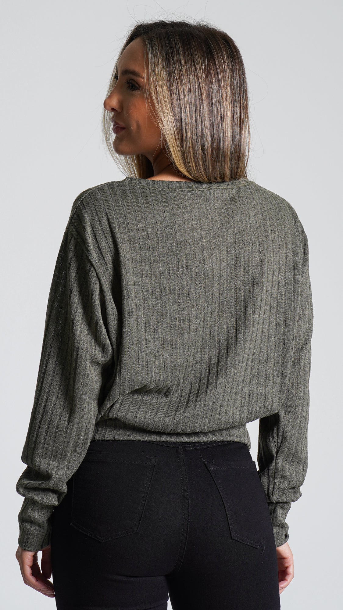 Blusa Canelada Tricô - Verde
