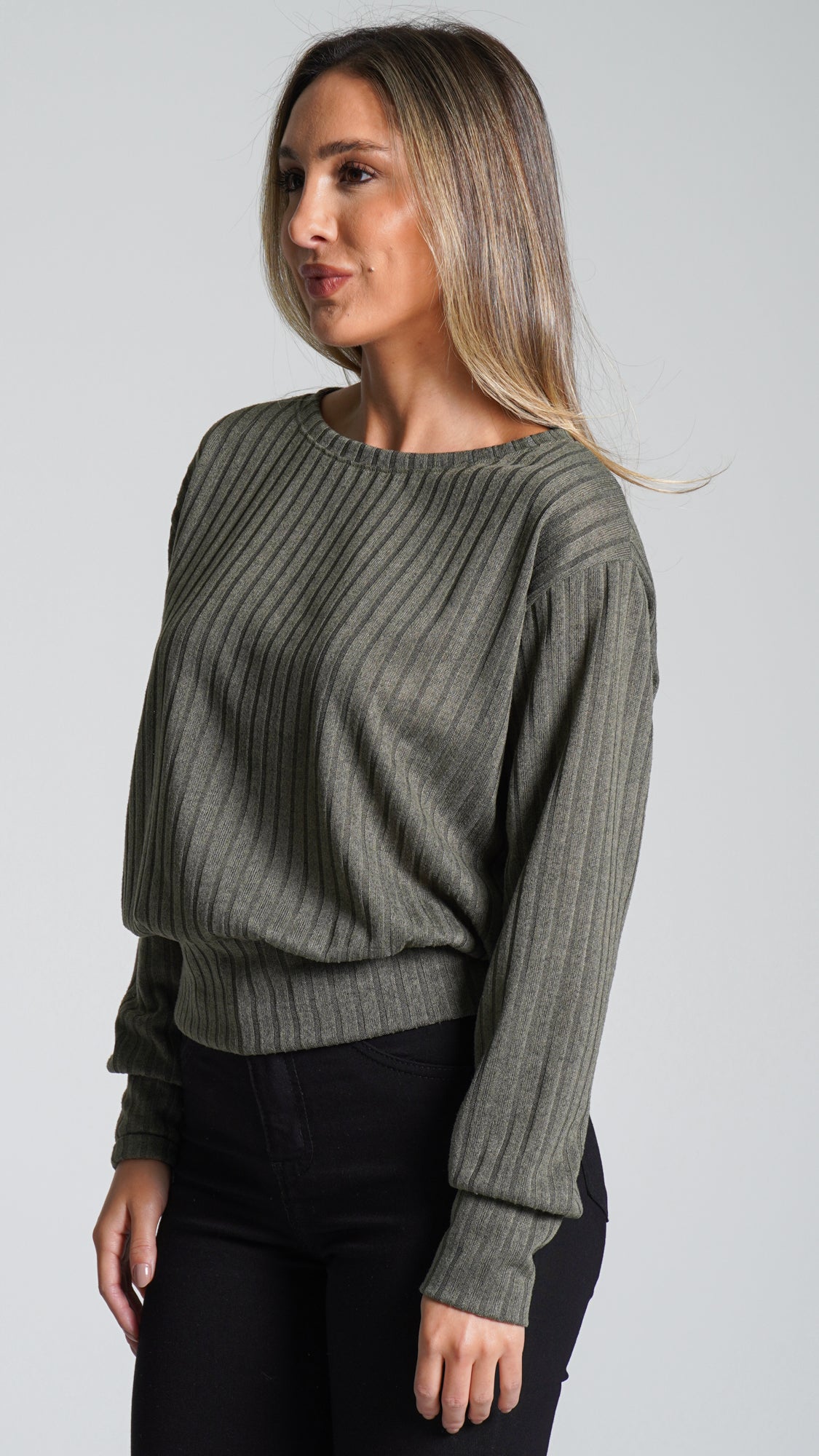 Blusa Canelada Tricô - Verde