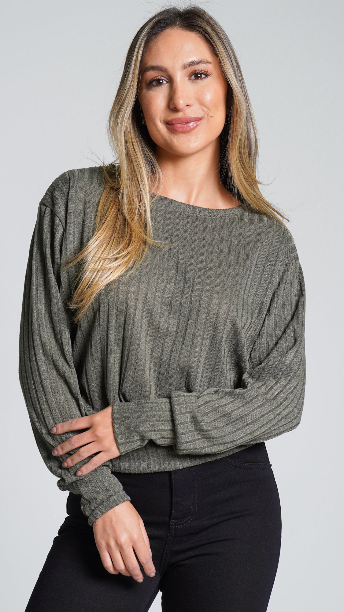 Blusa Canelada Tricô - Verde