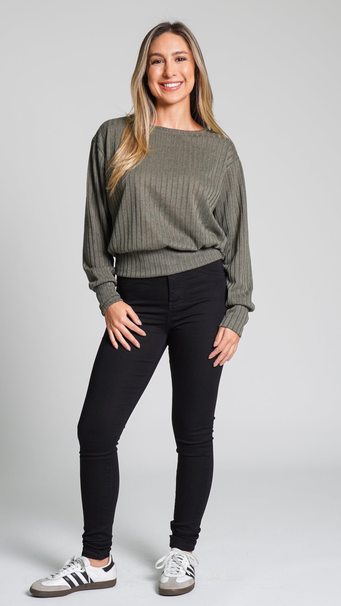 Blusa Canelada Tricô - Verde