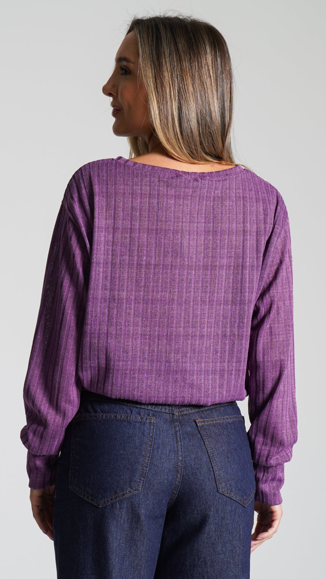 Blusa Canelada Tricô - Roxo