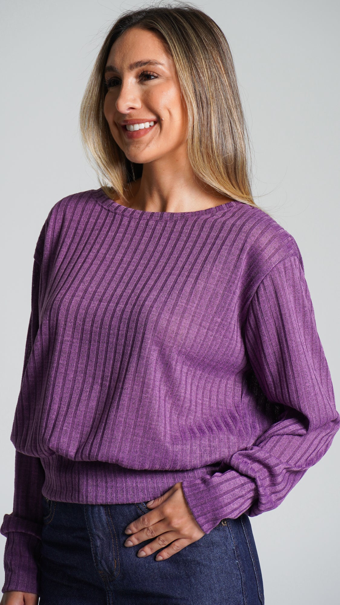 Blusa Canelada Tricô - Roxo