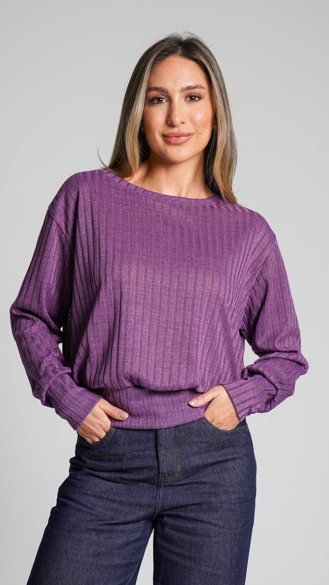 Blusa Canelada Tricô - Roxo
