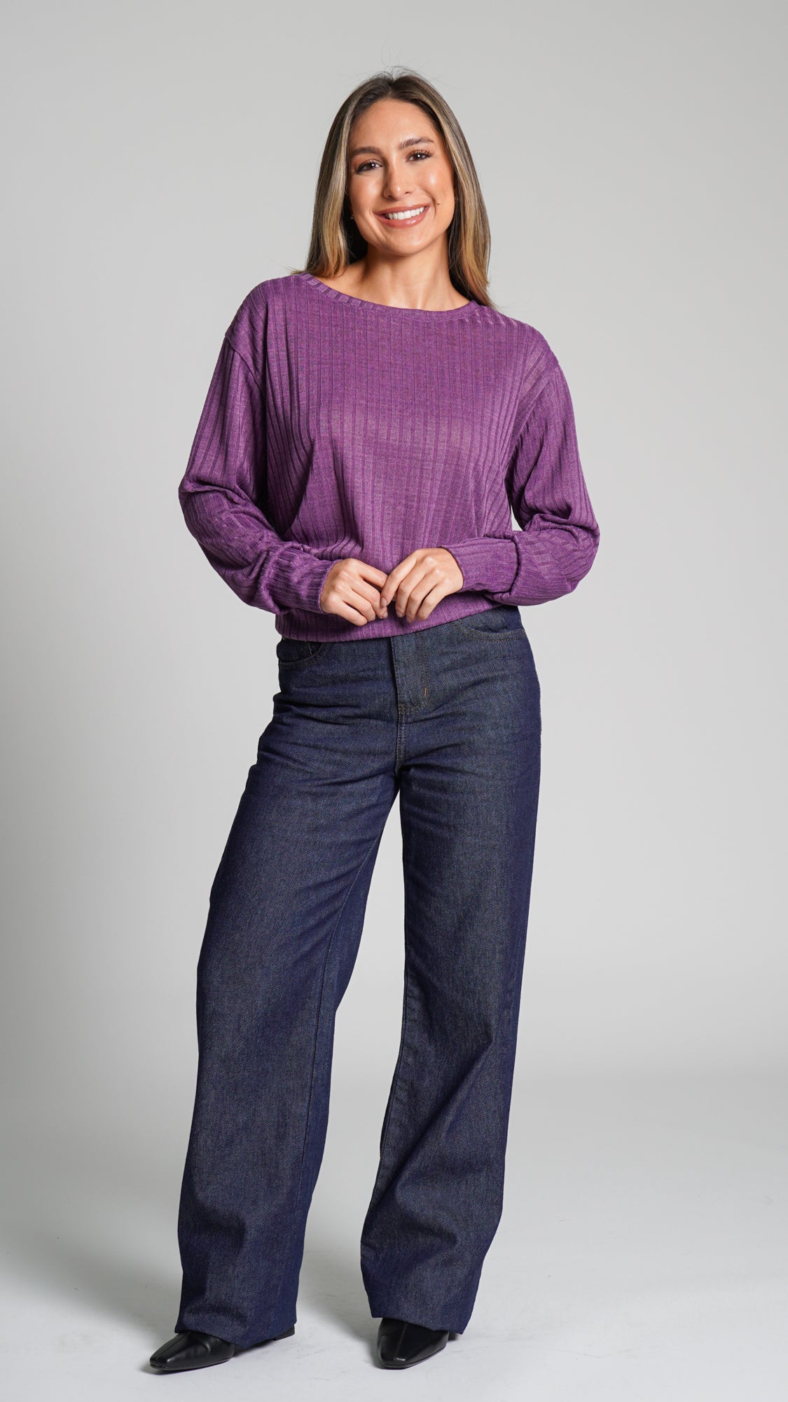Blusa Canelada Tricô - Roxo