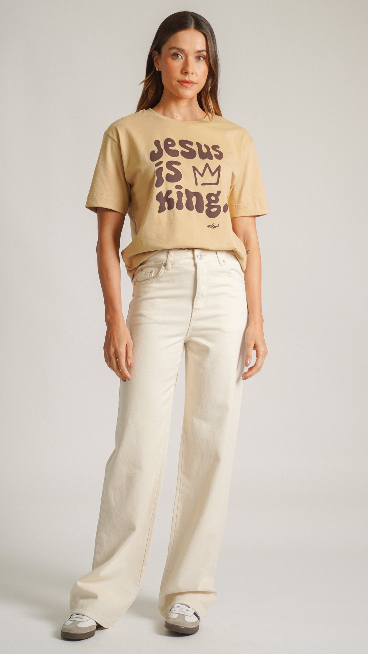 Camiseta Estampada Jesus King - Ocre
