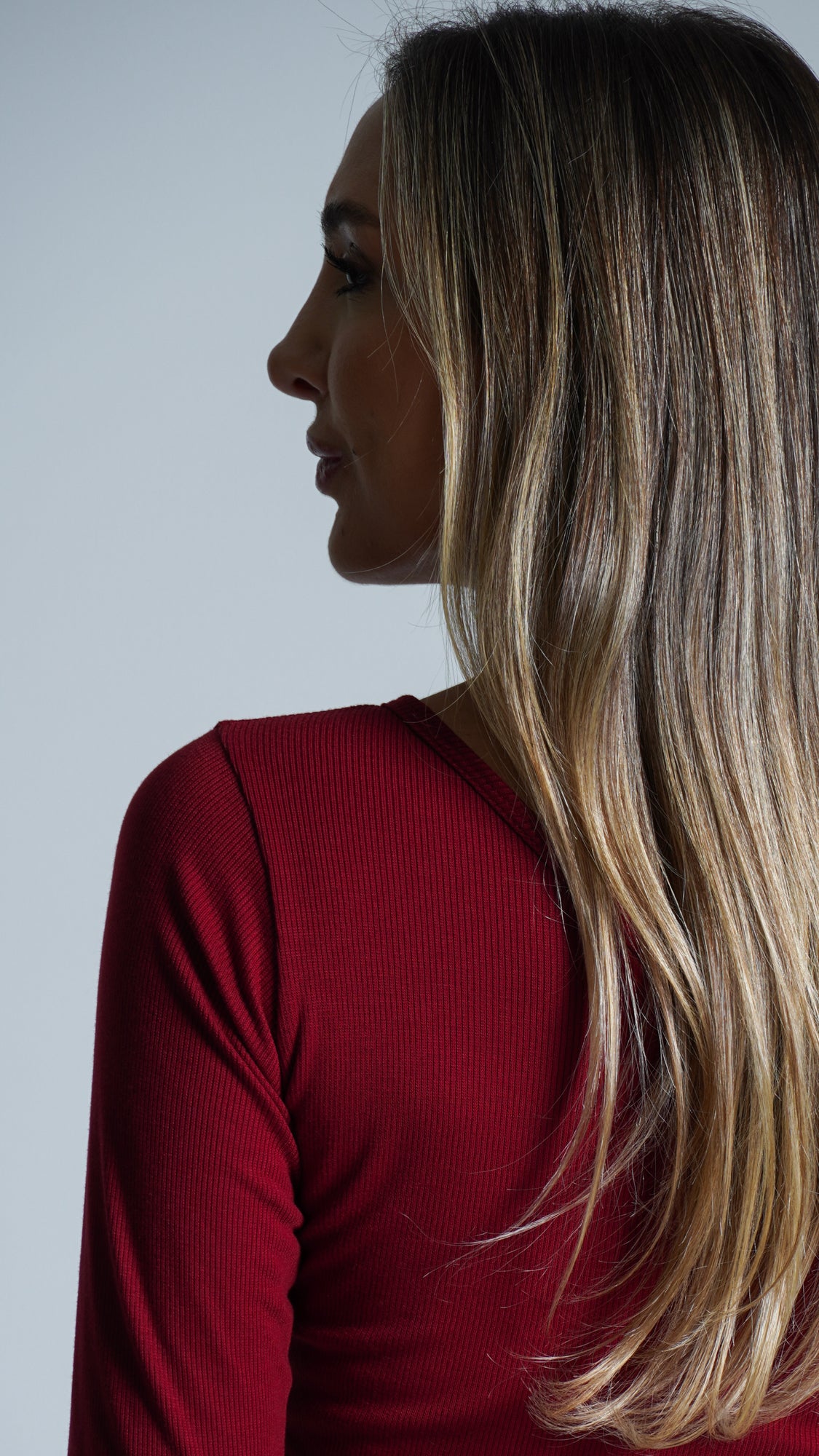 Blusa Ombro Único Manga Longa - Bordô