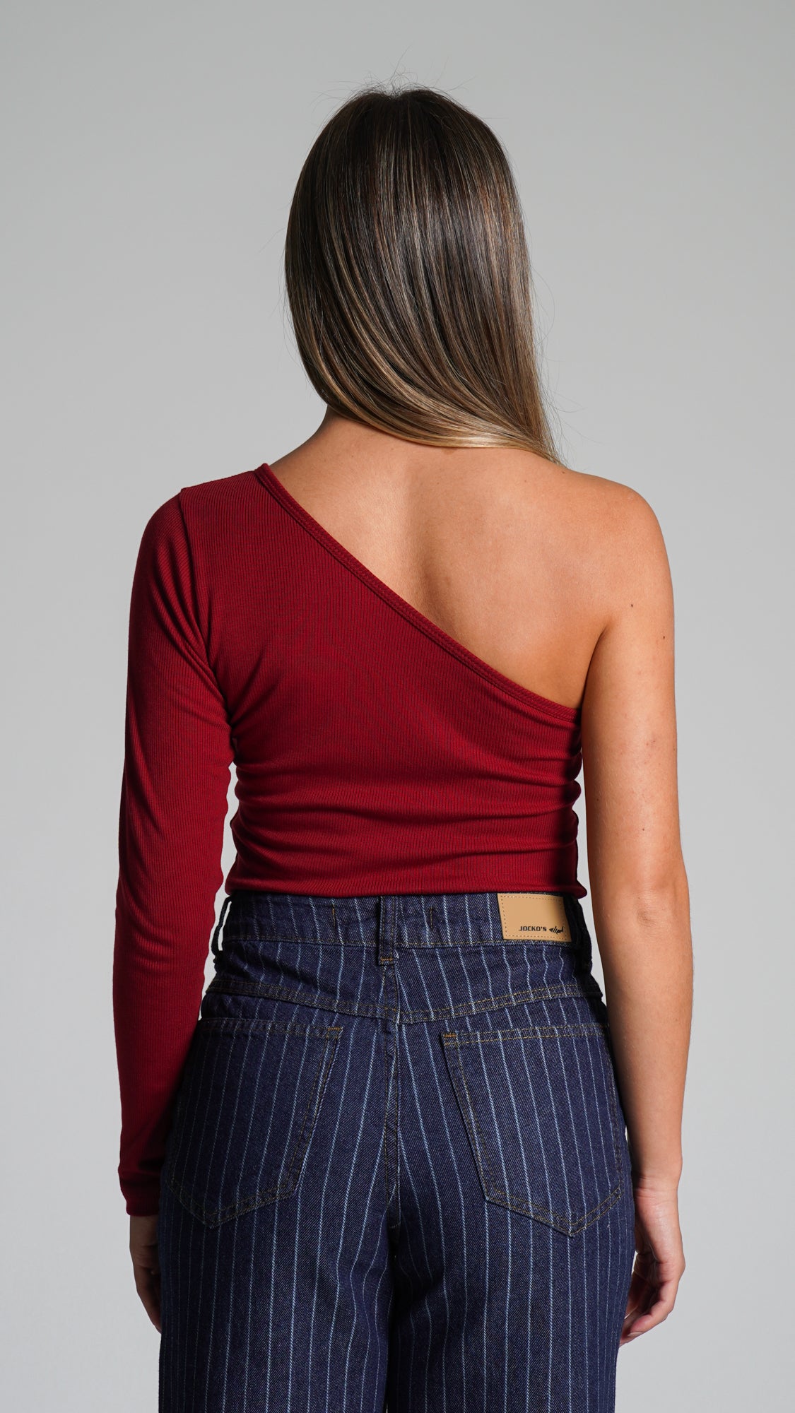 Blusa Ombro Único Manga Longa - Bordô