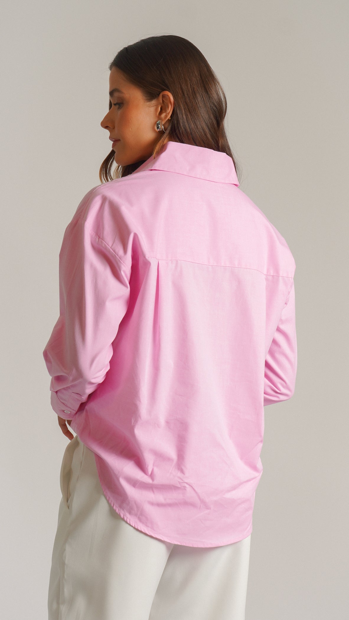 Camisa Manga Longa Oversized - Rosa