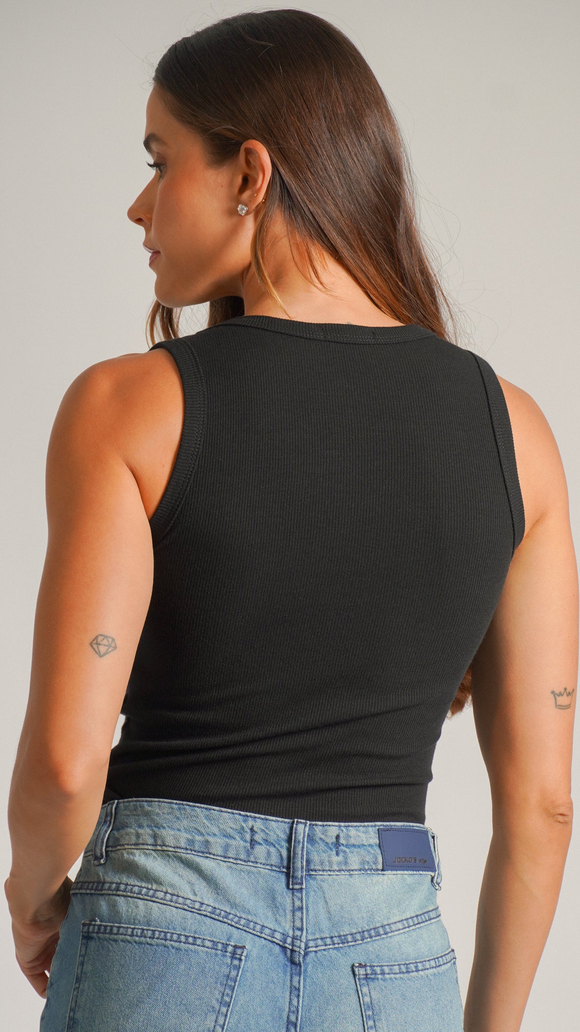 Regata Cropped Canelada - Preta