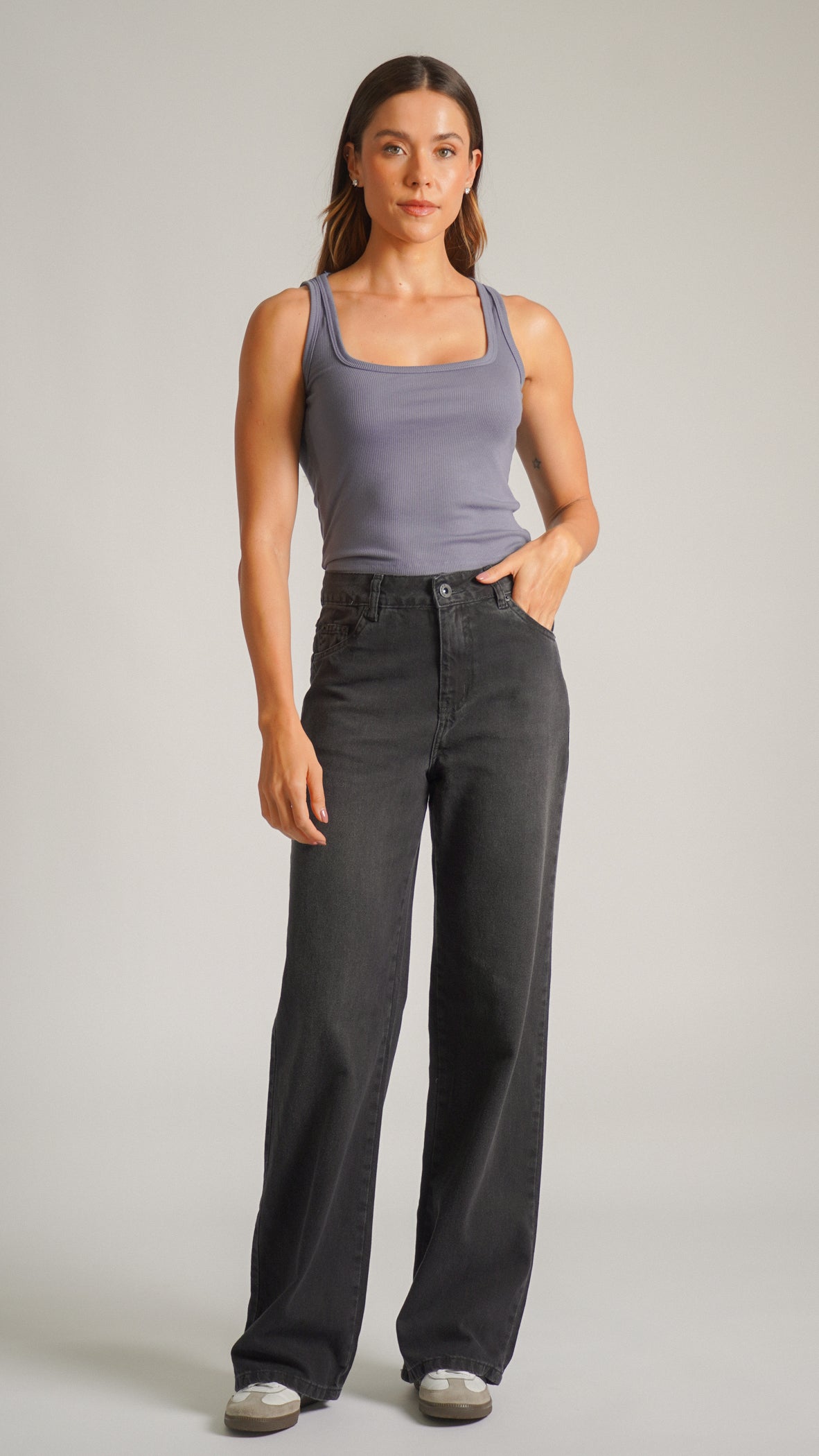 Regata Cropped Canelada - Grafite