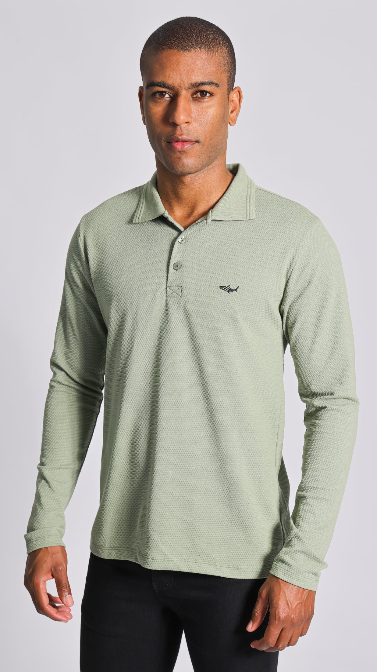 Camisa Polo Colmeia Manga Longa - Verde