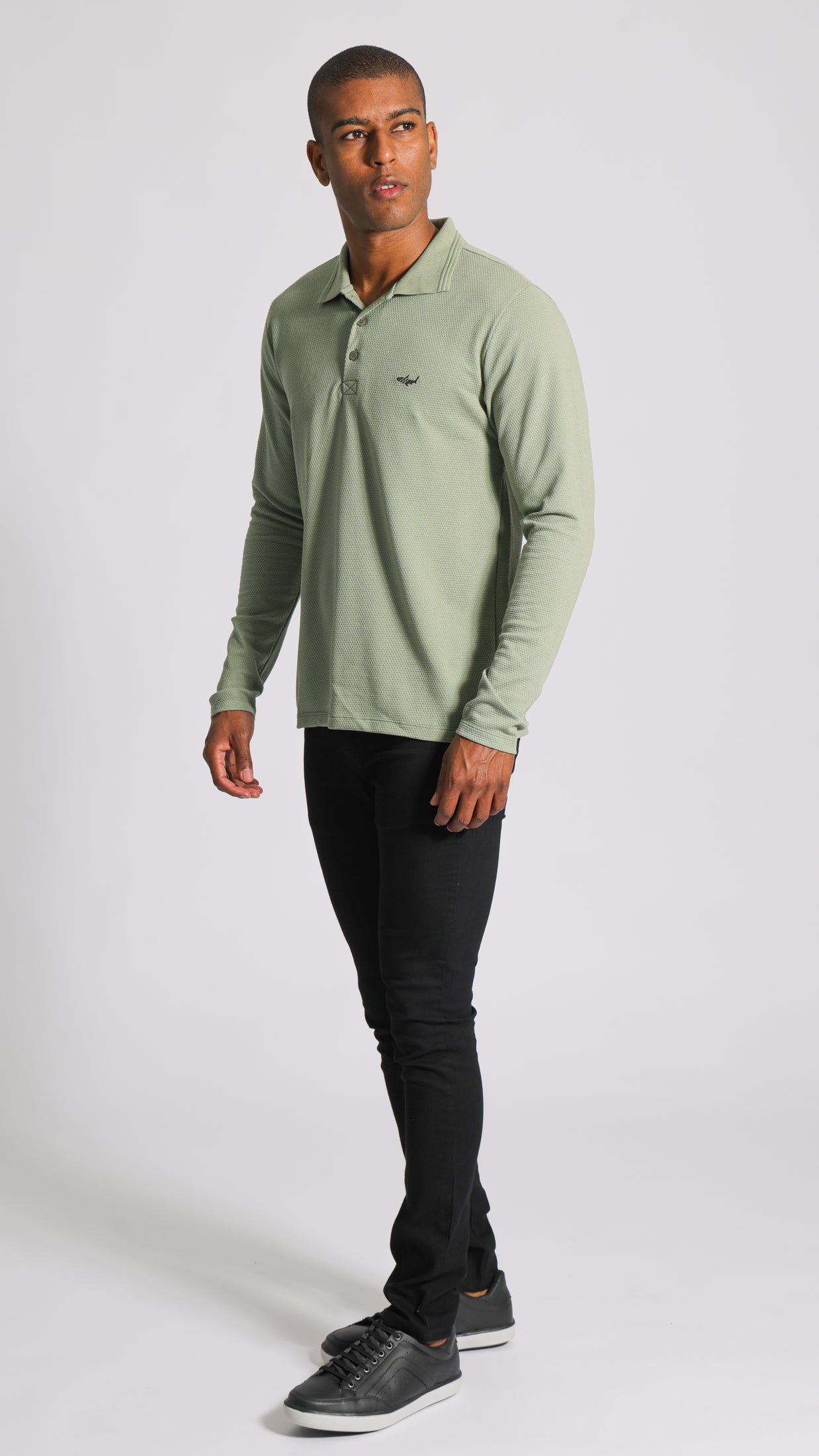 Camisa Polo Colmeia Manga Longa - Verde