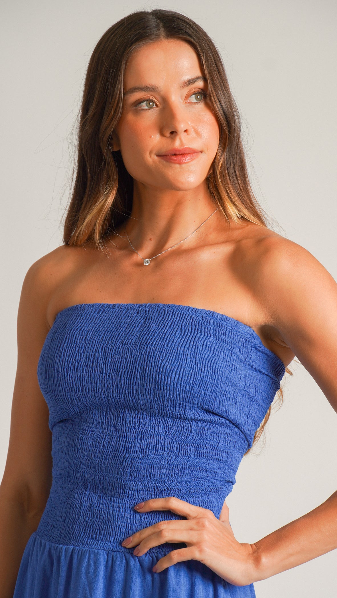 Vestido Tomara que Caia Lastex - Azul