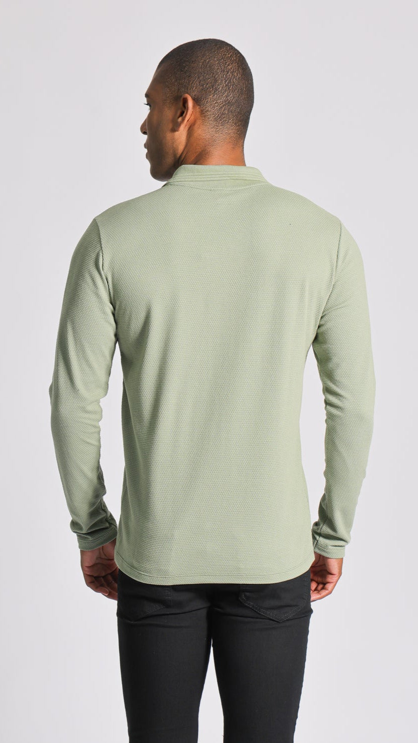Camisa Polo Colmeia Manga Longa - Verde