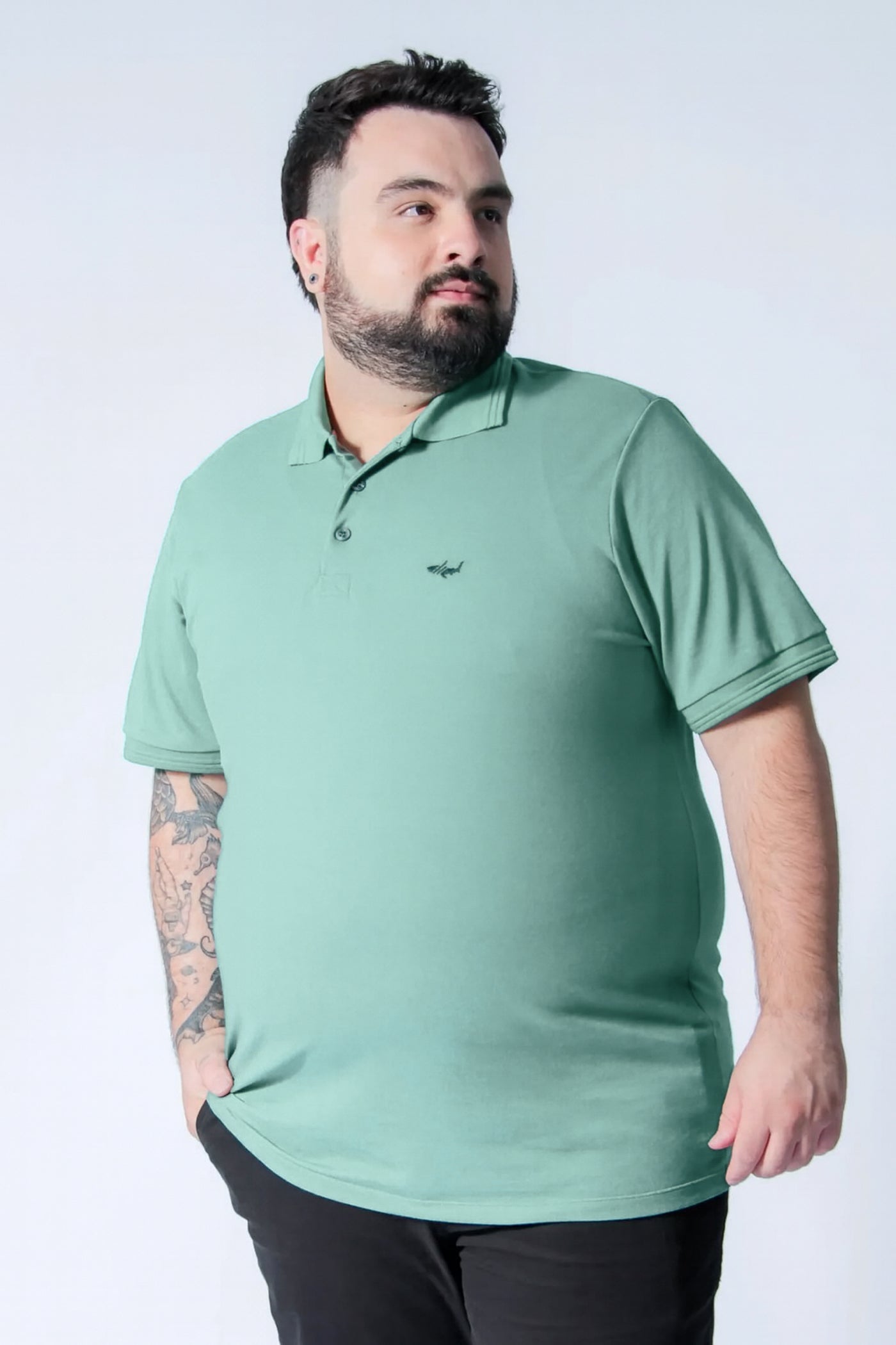 Camisa Polo Piquet Plus Size - Verde