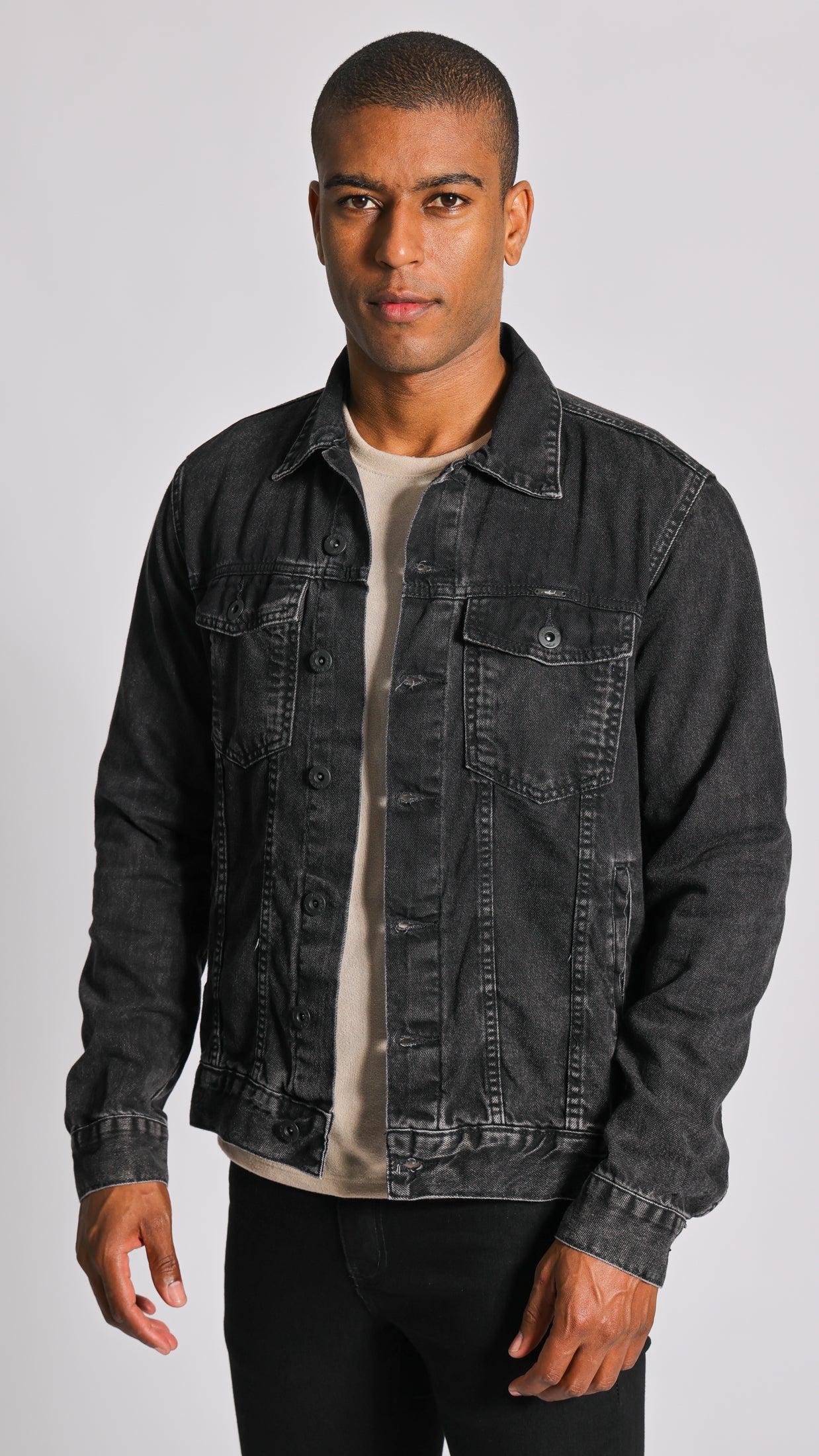 Jaqueta Jeans Estonada Preta1