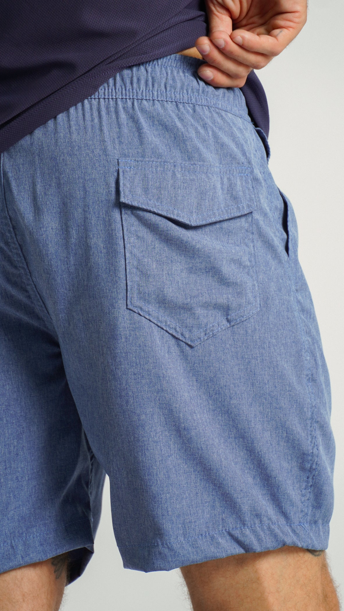 Bermuda Microfibra Melange - Azul