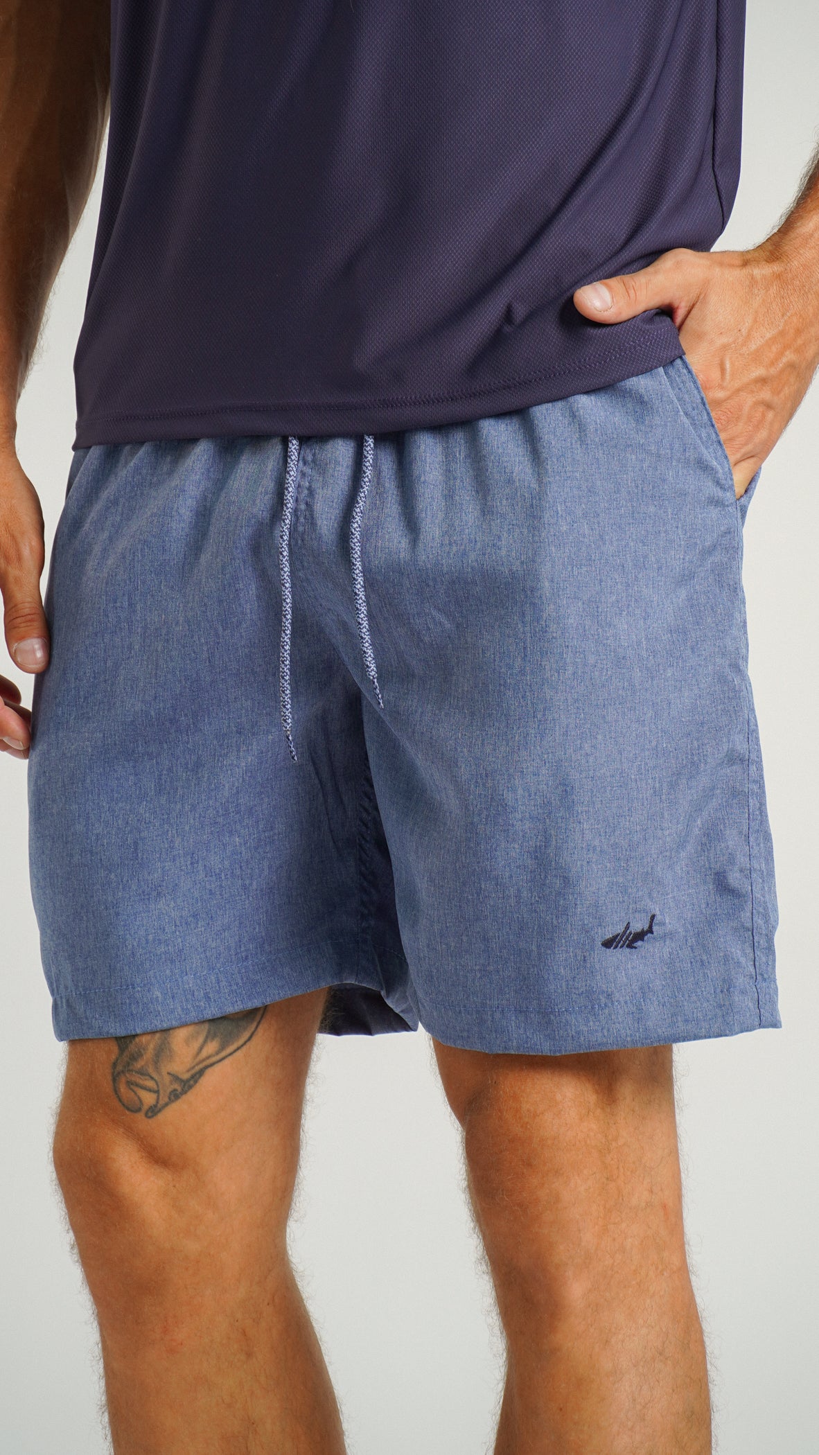 Bermuda Microfibra Melange - Azul