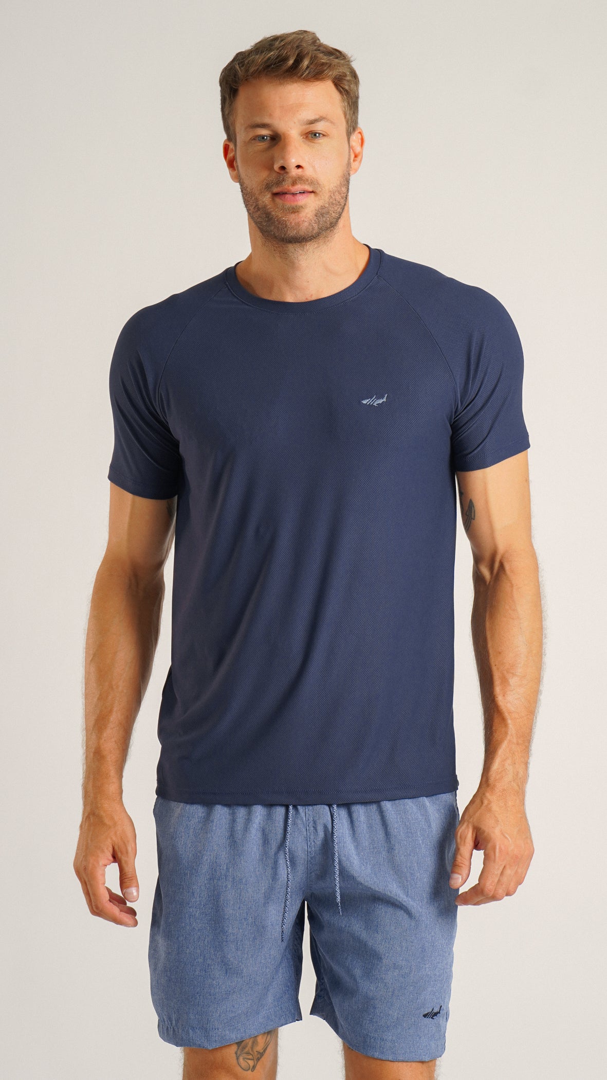 Bermuda Microfibra Melange - Azul