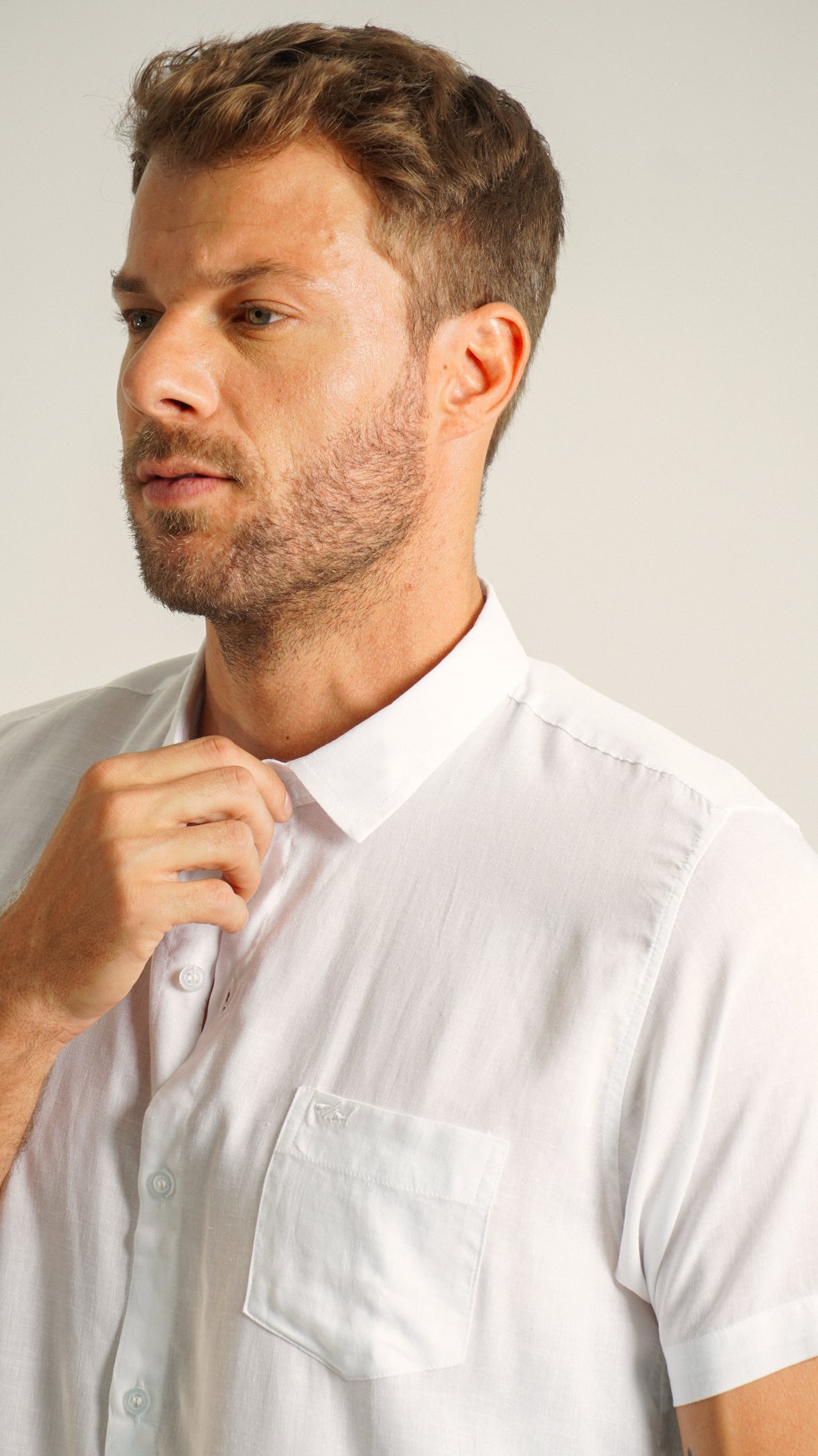 Camisa Manga Curta Linho - Branca