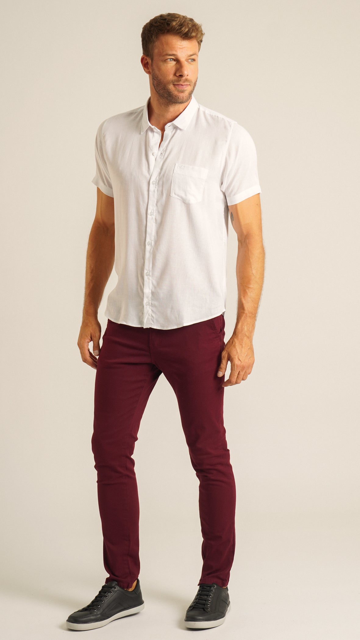 Camisa Manga Curta Linho - Branca