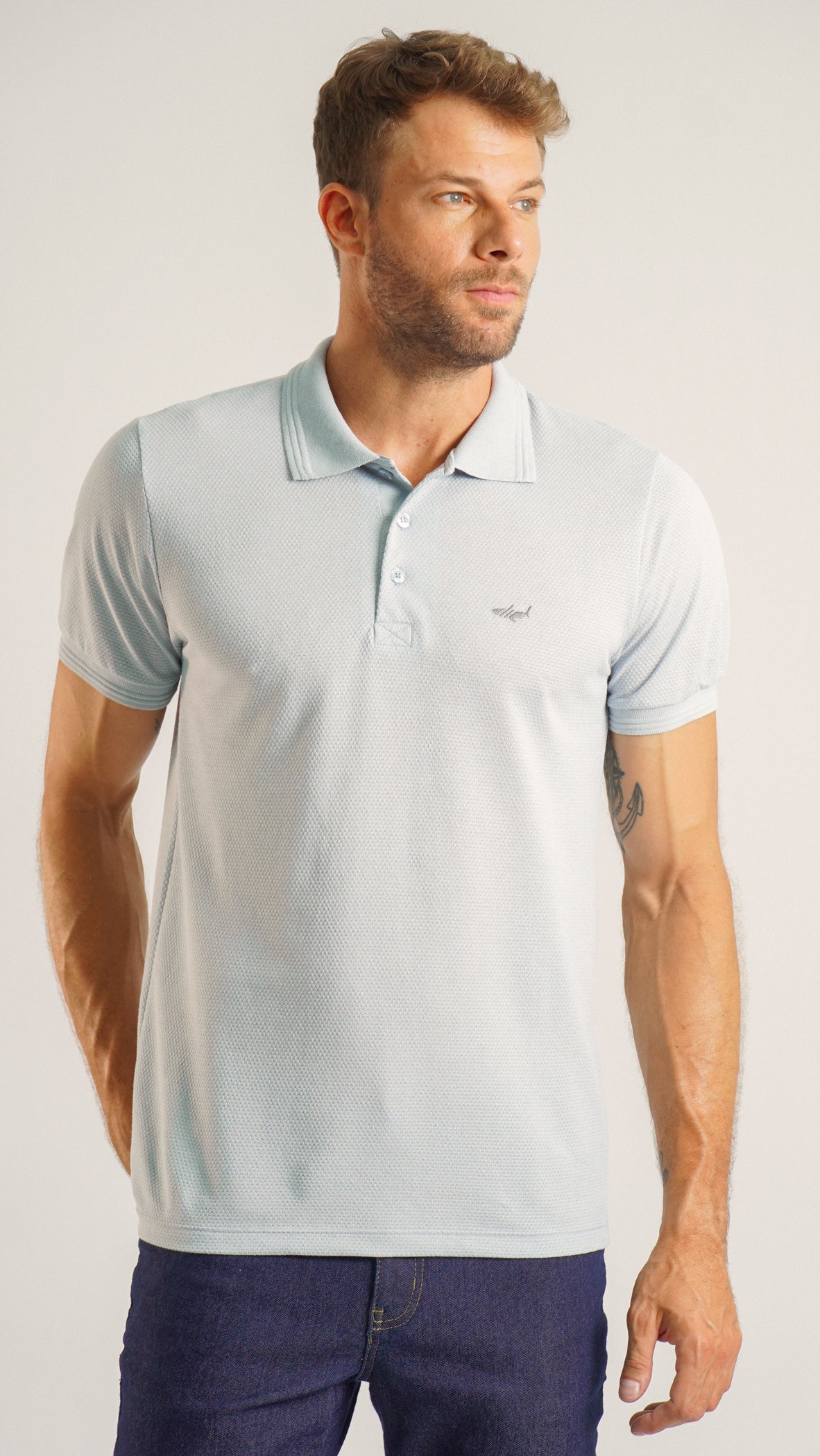 Camisa Polo Colmeia - Cinza