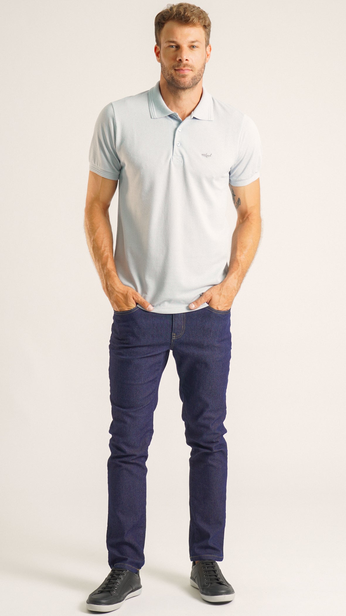 Camisa Polo Colmeia - Cinza