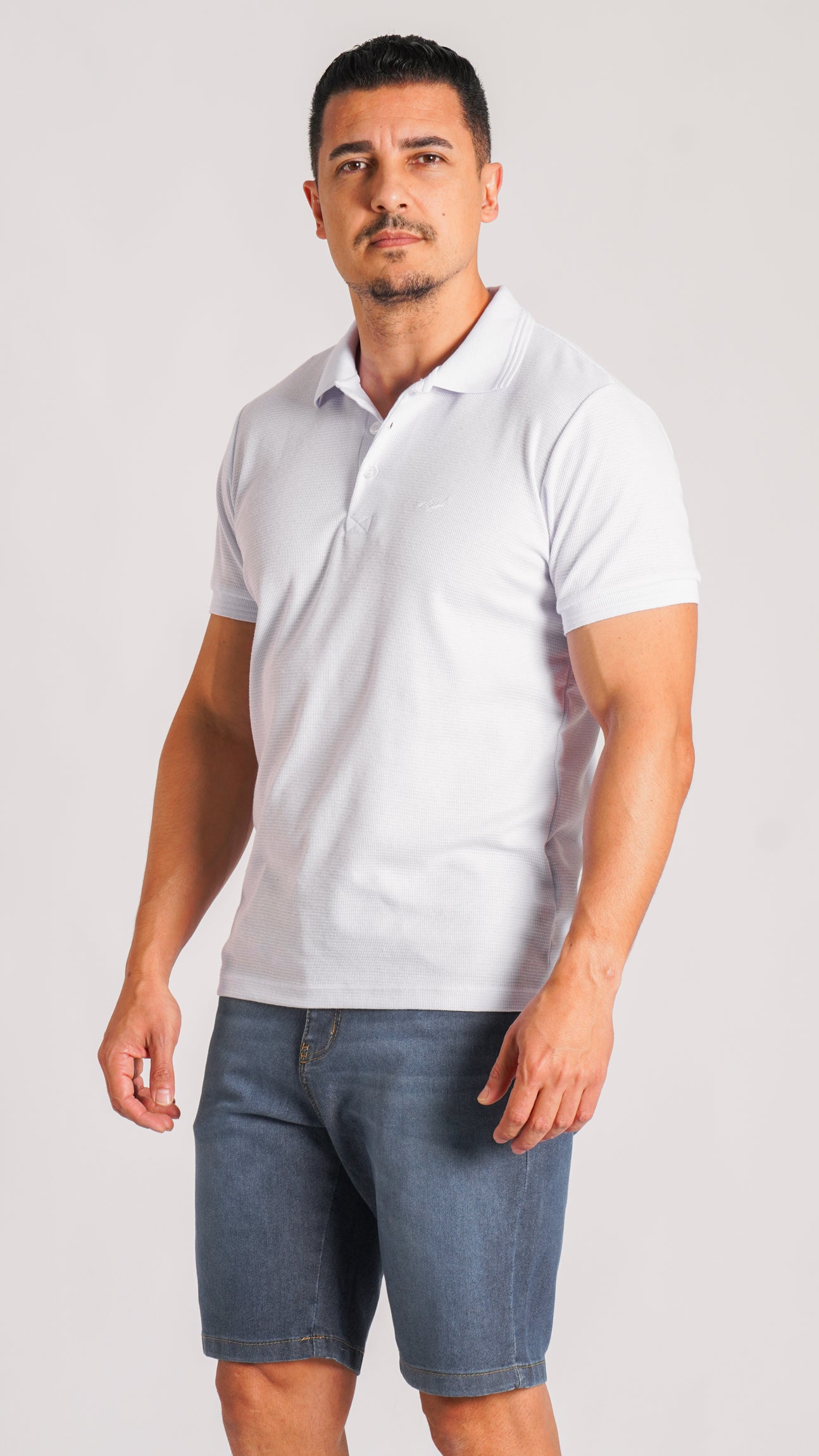 Camisa Polo Tricô Diamond - Branca