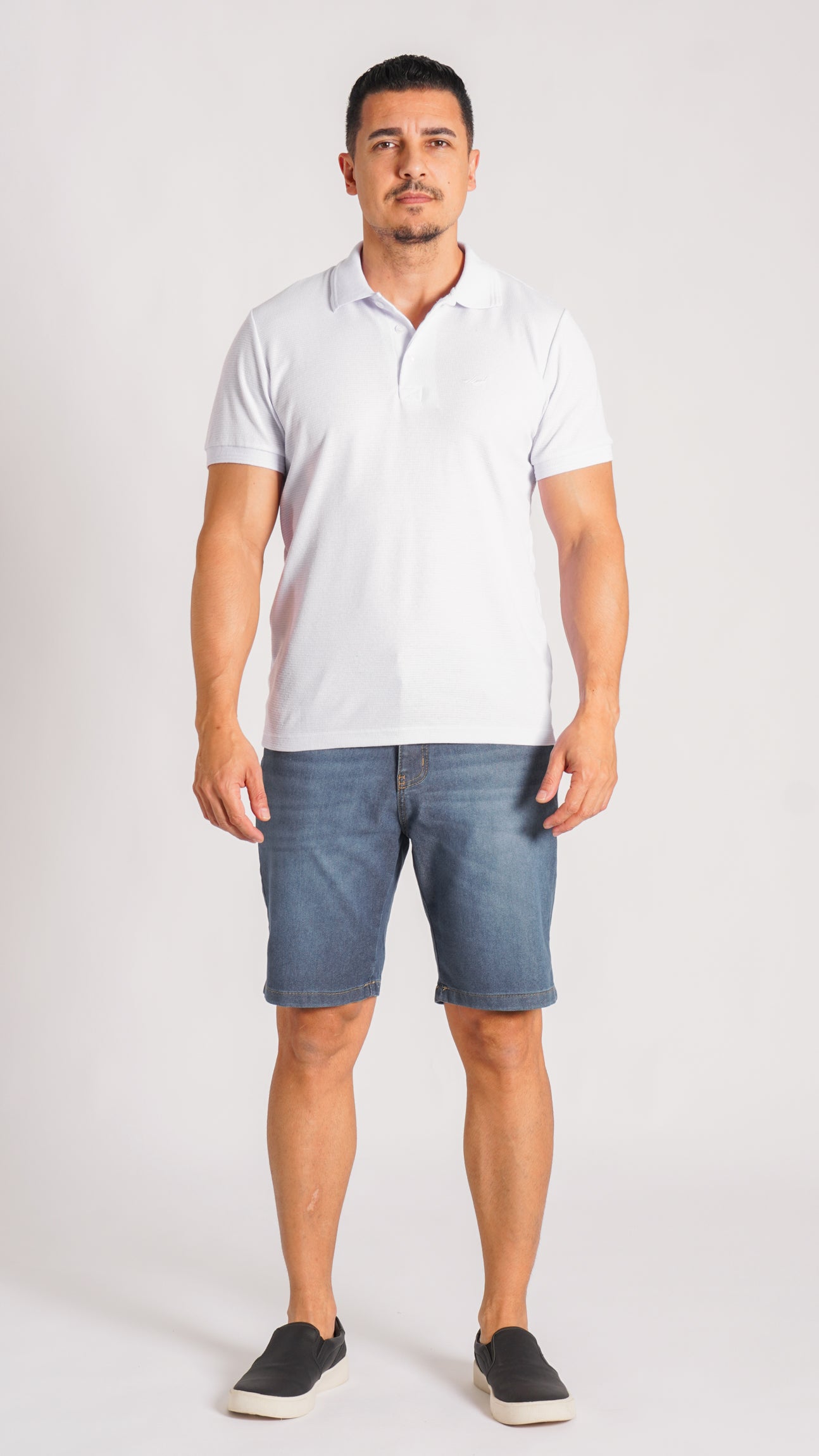 Camisa Polo Tricô Diamond - Branca