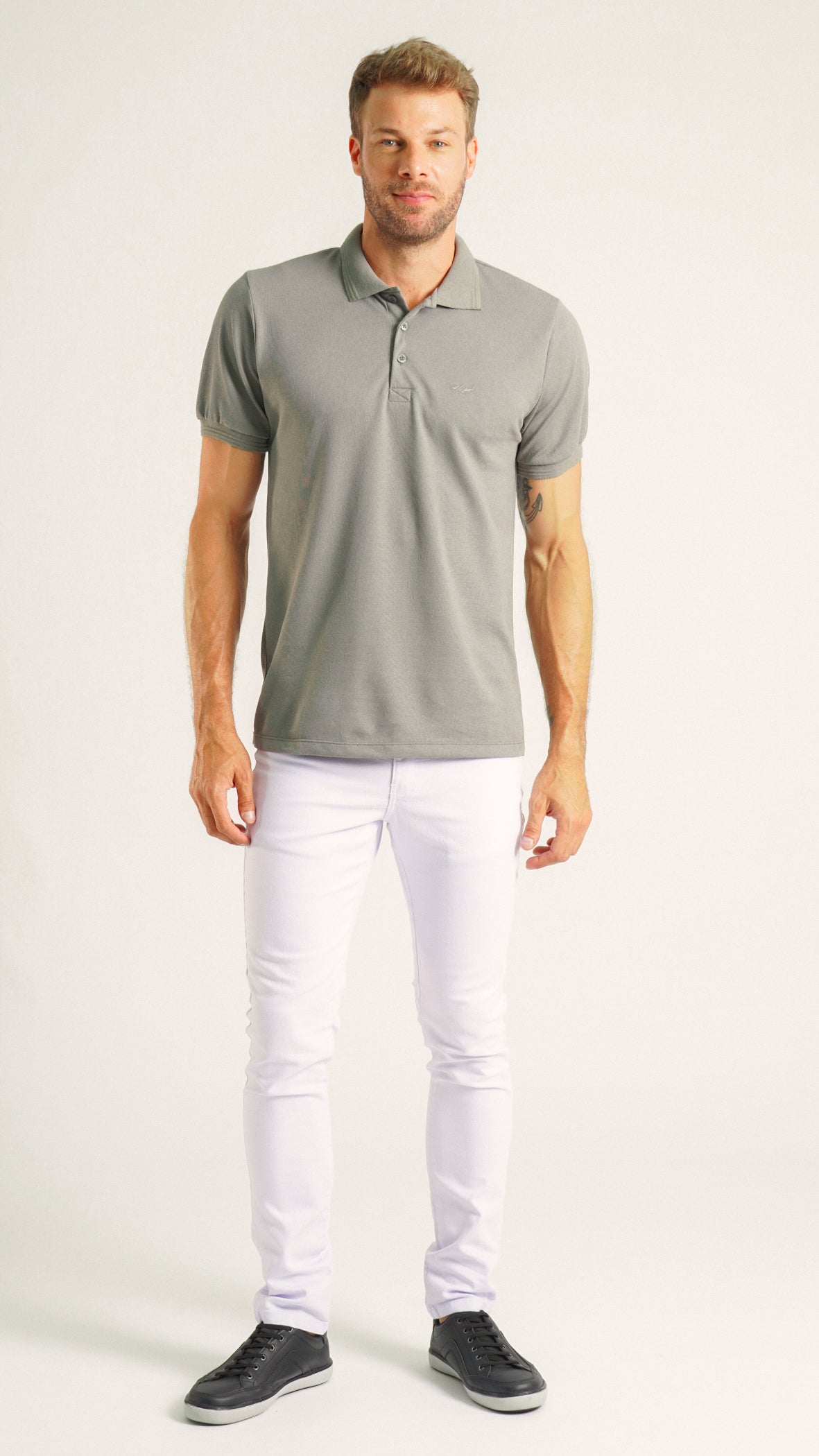 Camisa Polo Piquet - Cinza