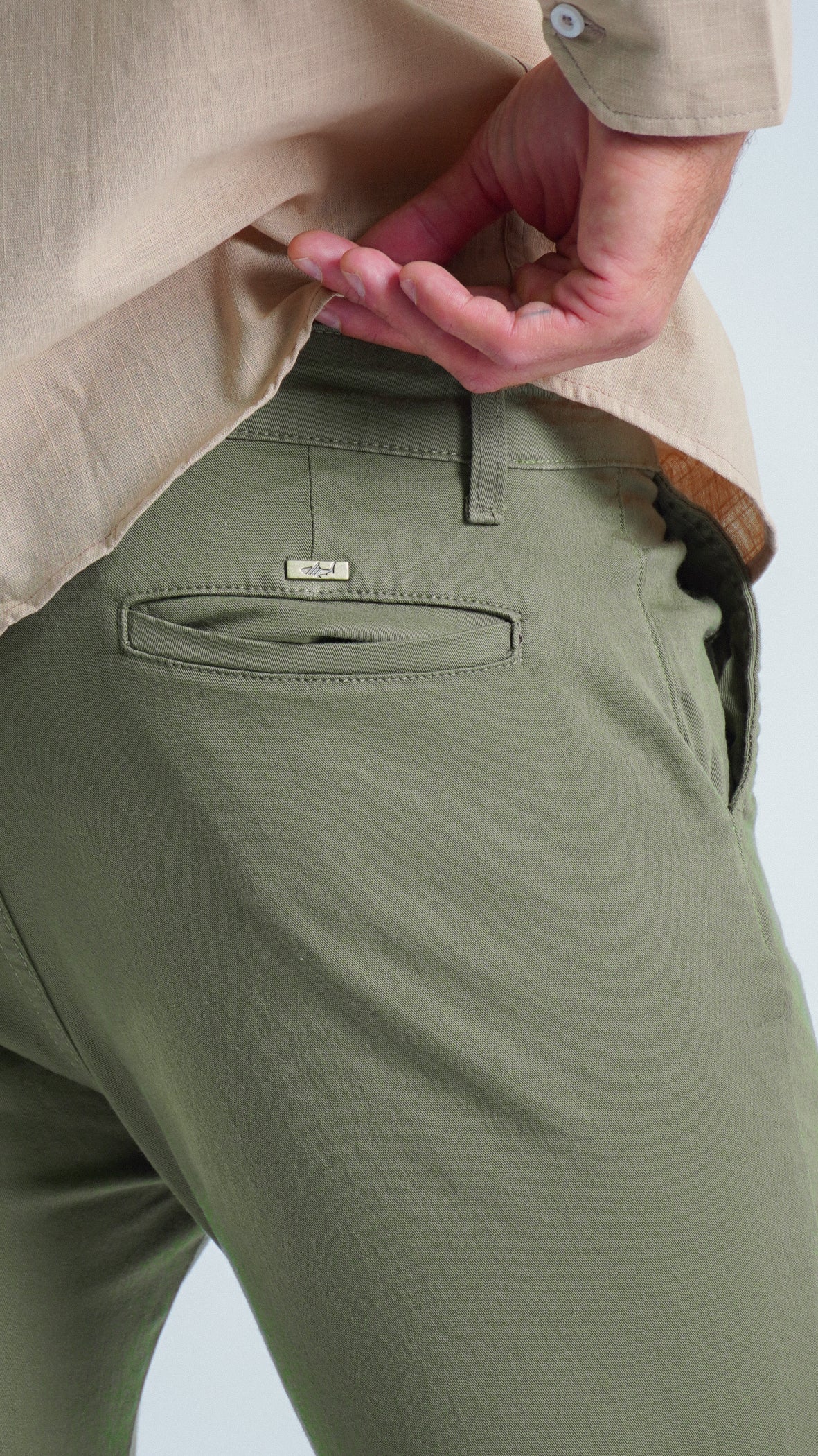 Calça Sarja Bolso Faca - Verde